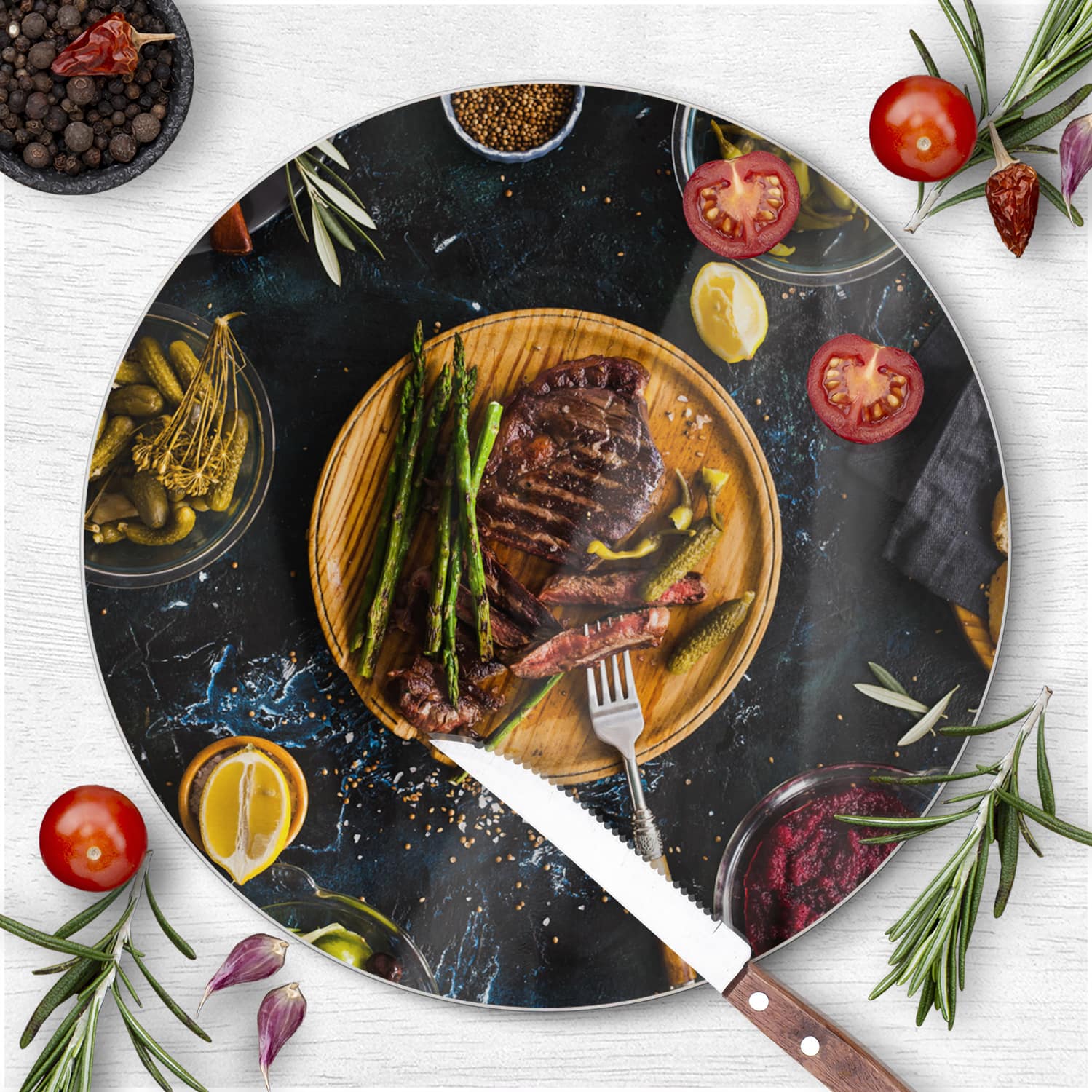 Schneidebrett Rund - Gemütliche Mahlzeit