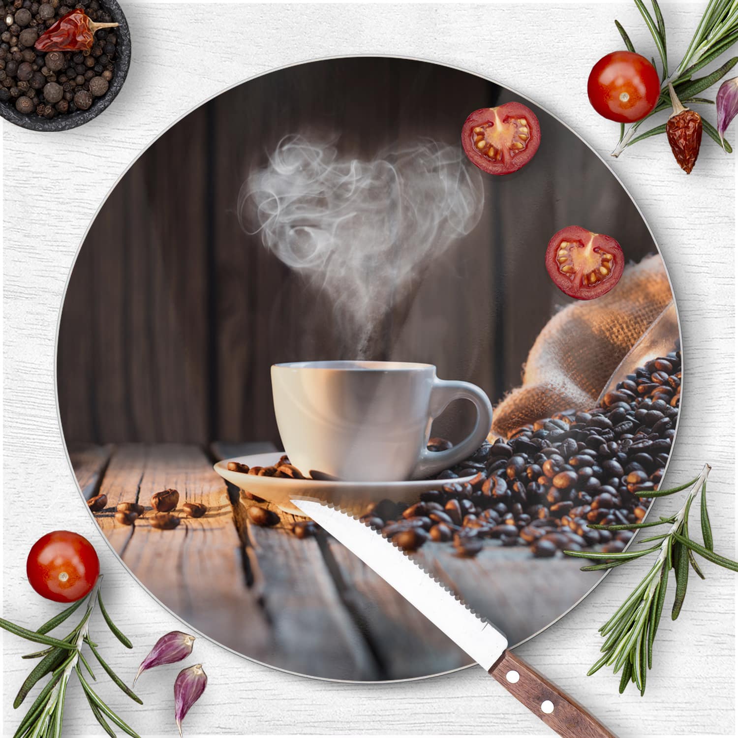 Schneidebrett Rund - Kaffee-Moment