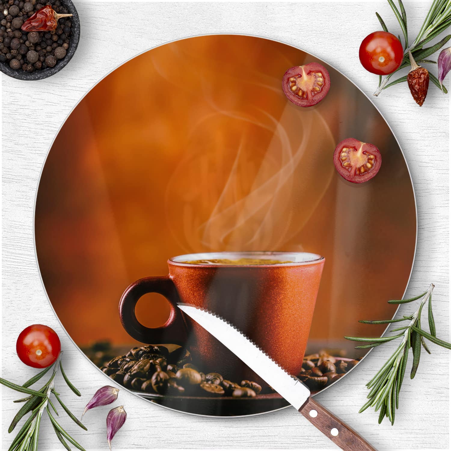 Schneidebrett Rund - Kaffee-Aroma