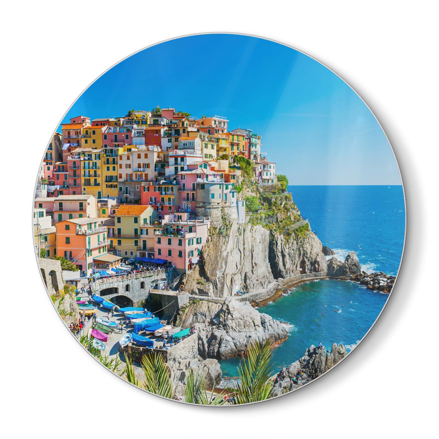 Schneidebrett Rund - Bunte Cinque Terre an der Küste