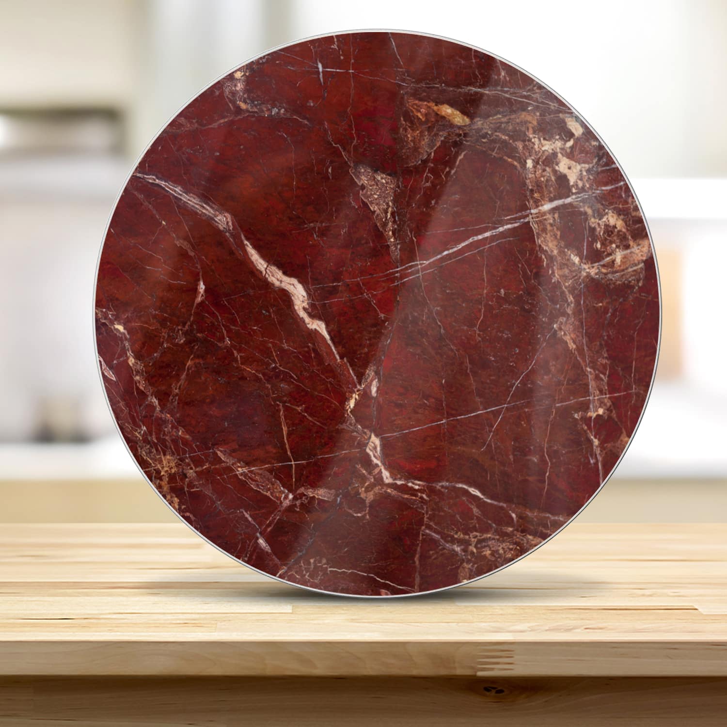 Schneidebrett Rund - Roter Marmor