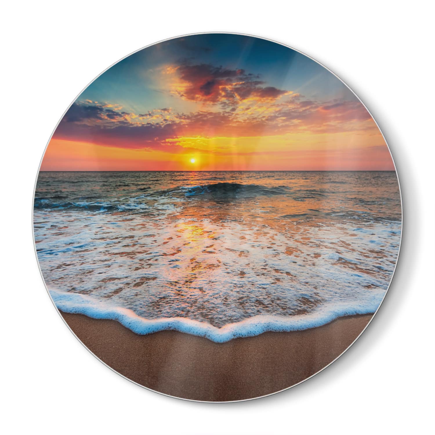 Schneidebrett Rund - Sonnenaufgang am Meer