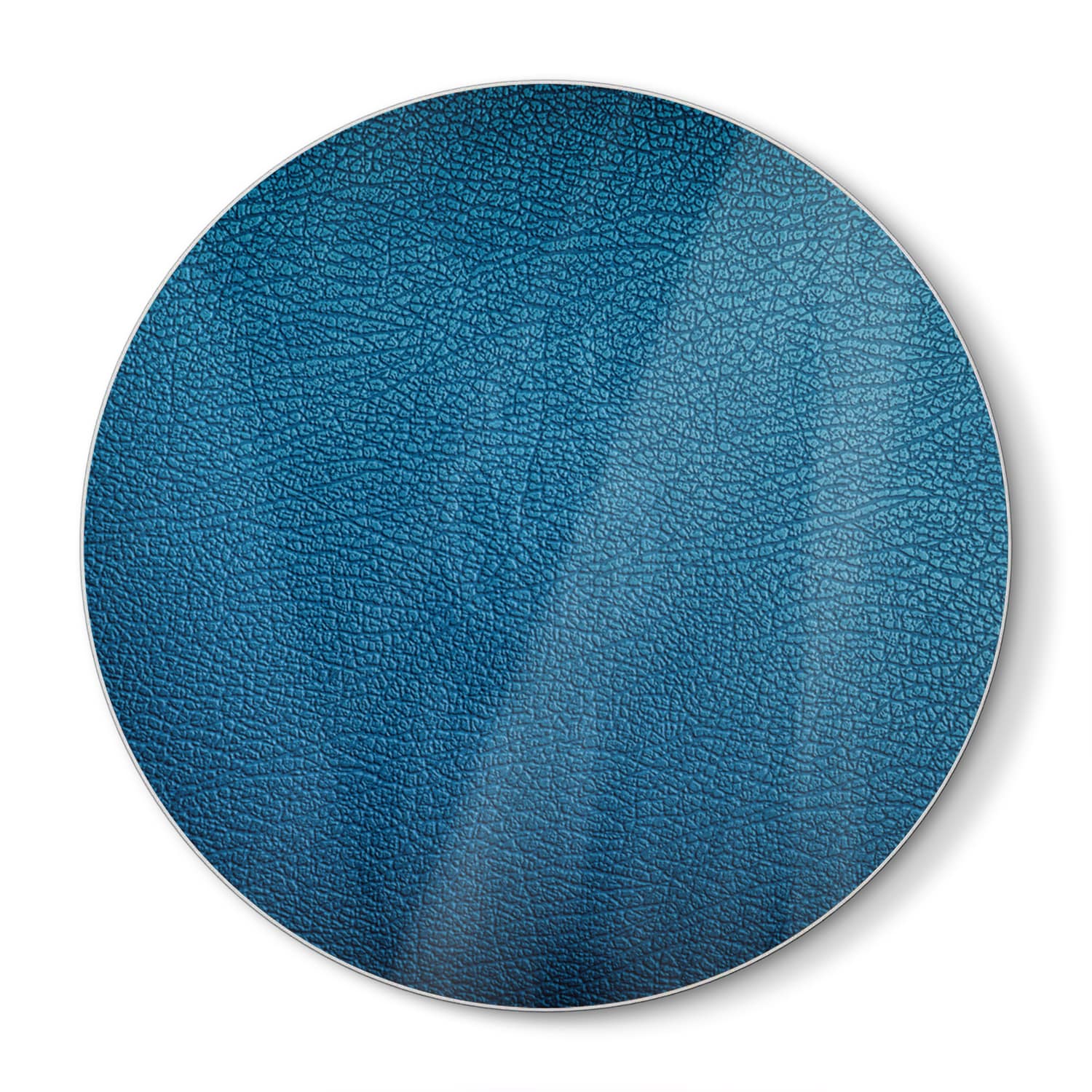 Schneidebrett Rund - Blaues Leder