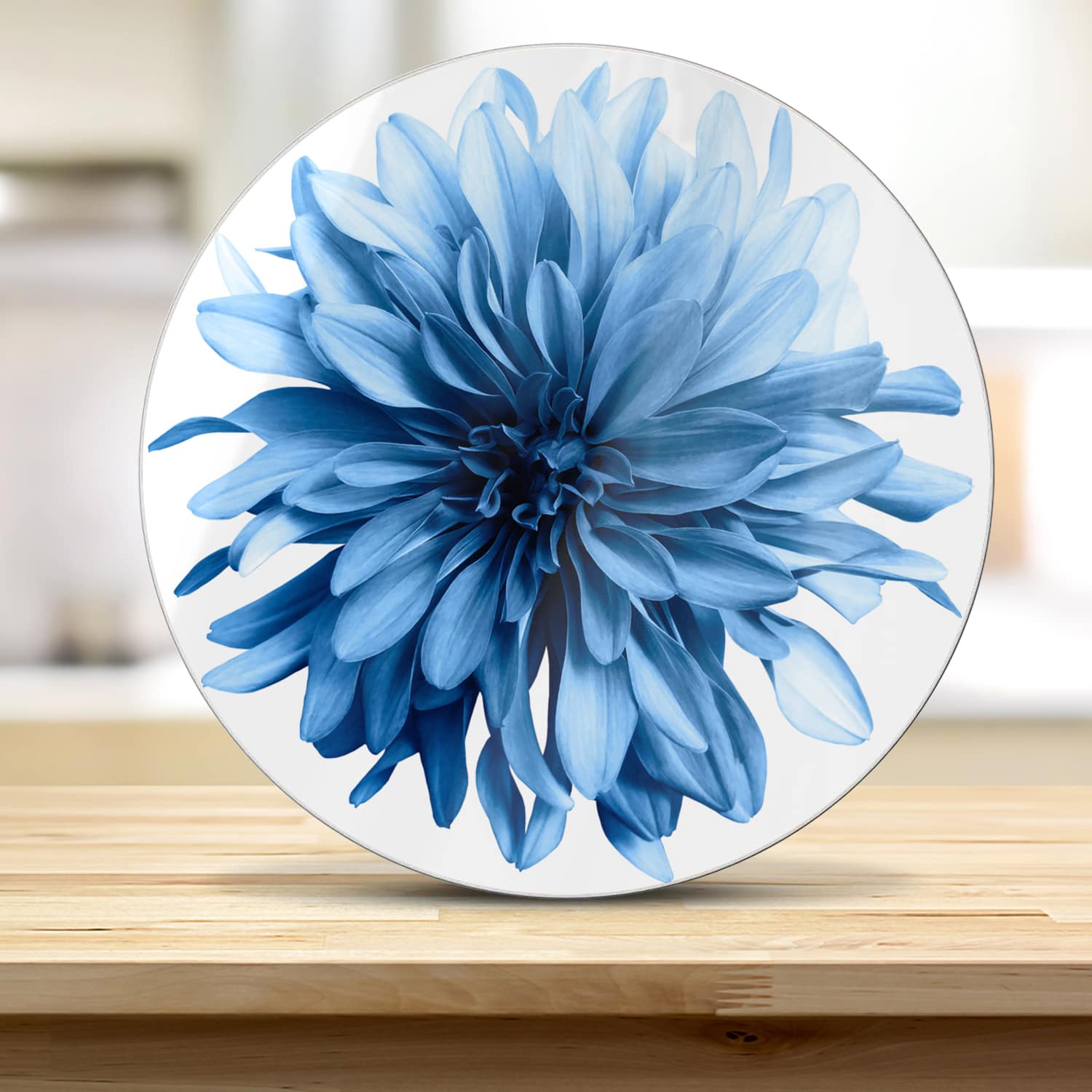 Schneidebrett Rund - Hellblaue Dahlie