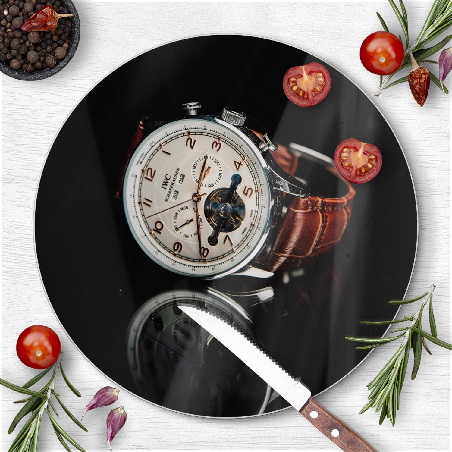 Schneidebrett Rund - Armbanduhr