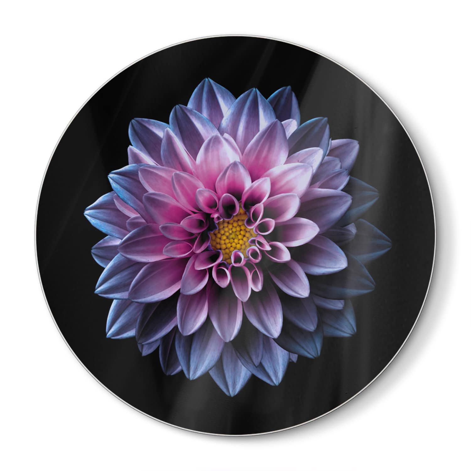 Schneidebrett Rund - Blaue/Rosa Dahlie
