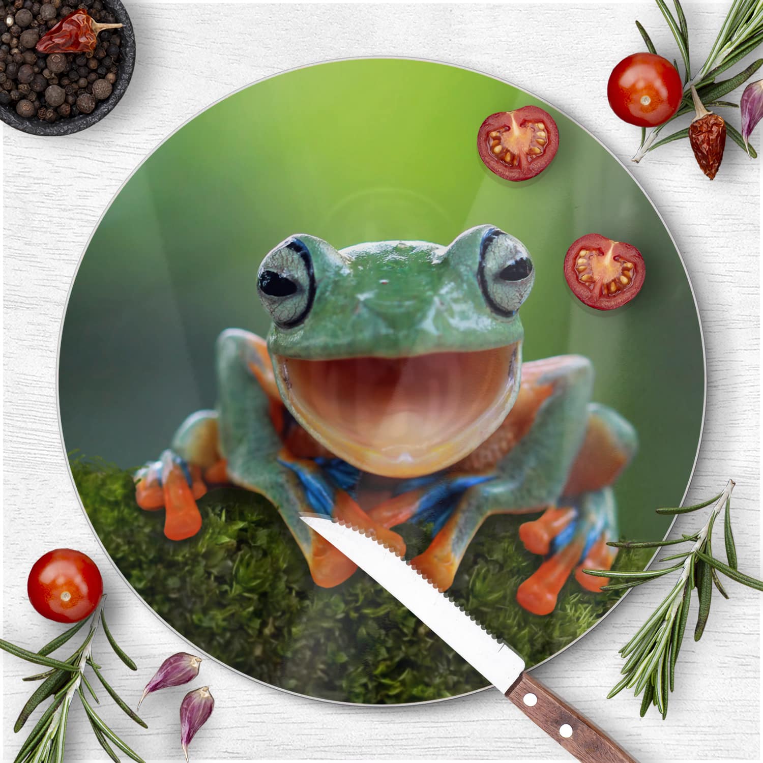 Schneidebrett Rund - Baumfrosch