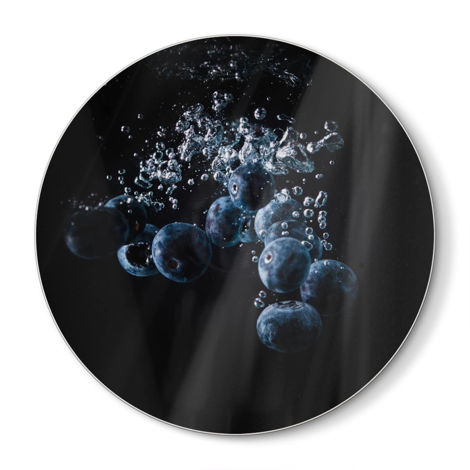 Schneidebrett Rund - Heidelbeeren im Wasser
