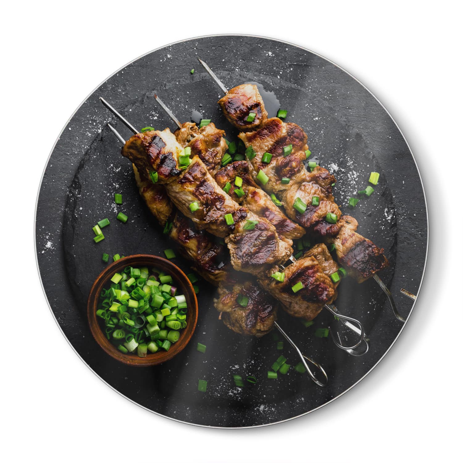 Schneidebrett Rund - Kebab auf Spießen