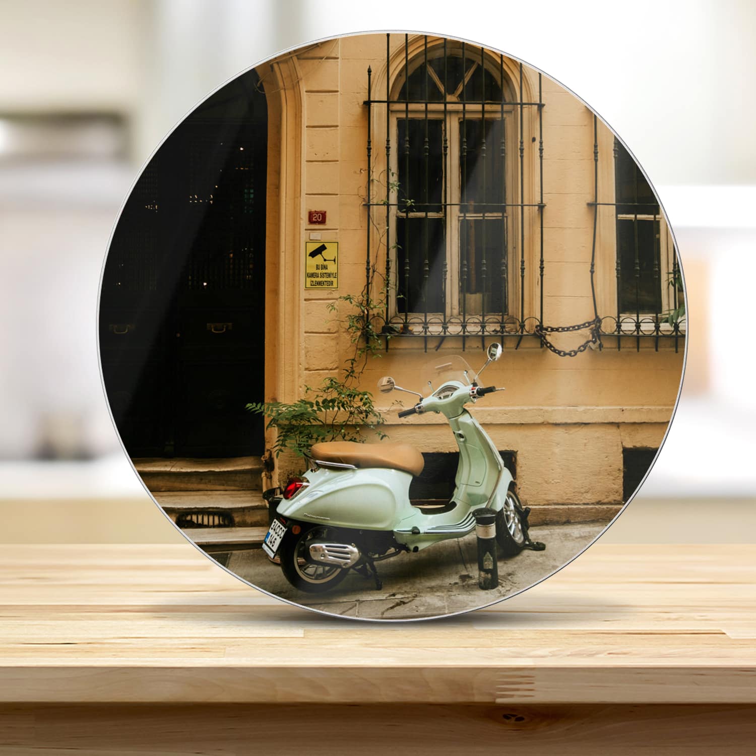 Schneidebrett Rund - Grüne Vespa