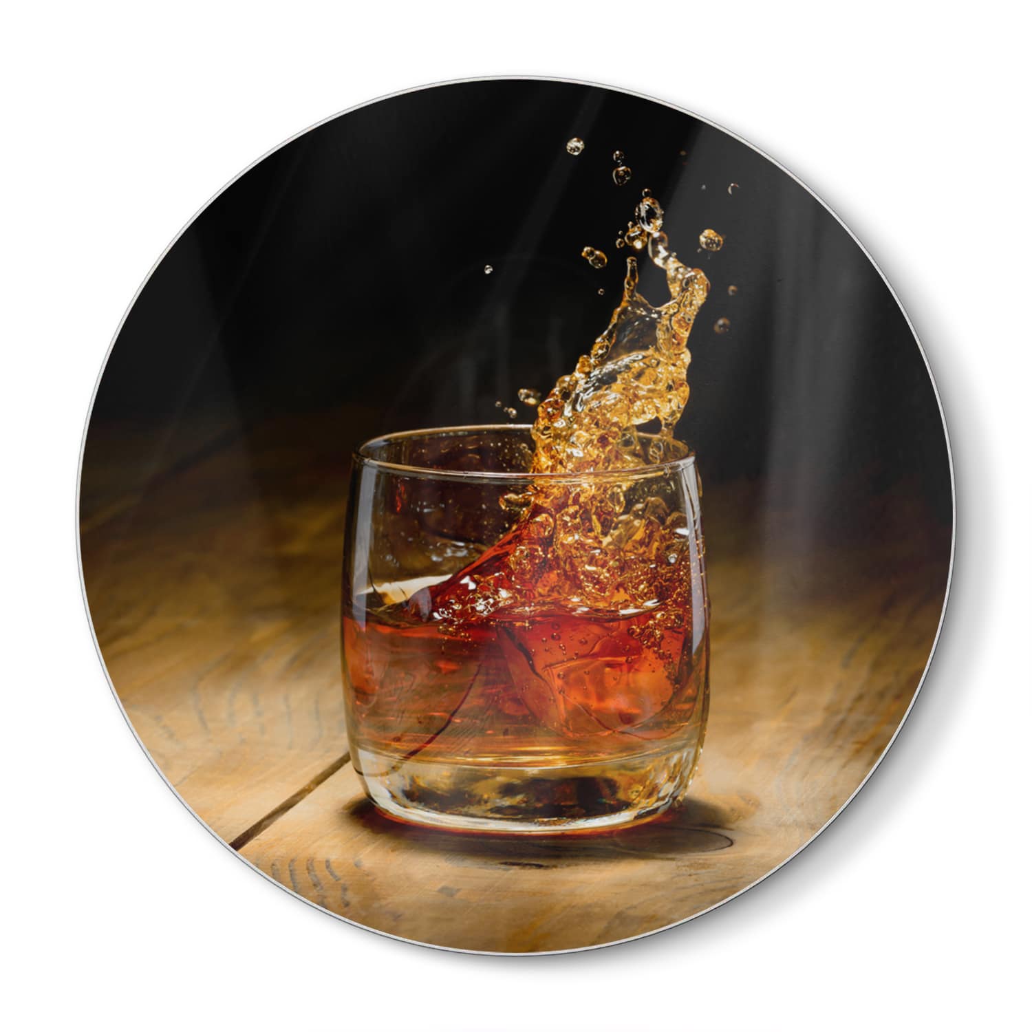 Schneidebrett Rund - Whisky-Splash