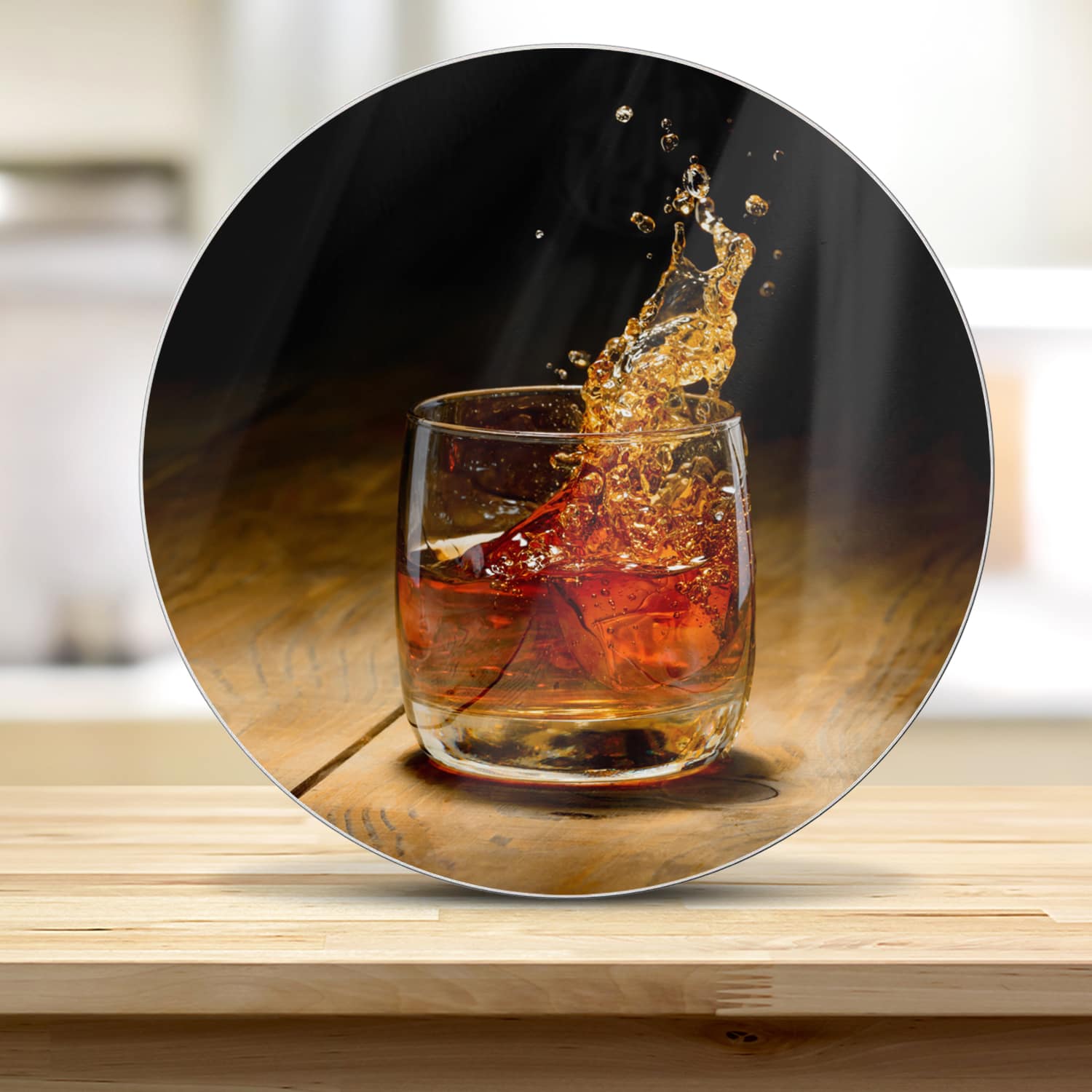 Schneidebrett Rund - Whisky-Splash