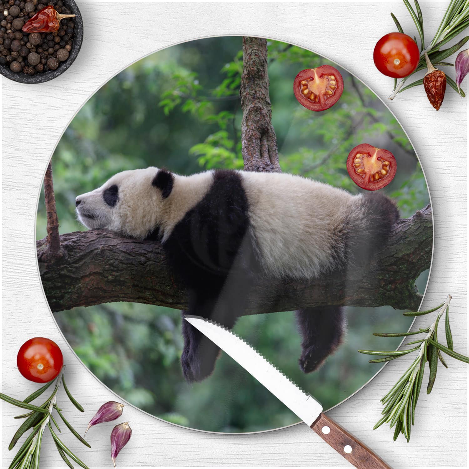 Schneidebrett Rund - Panda