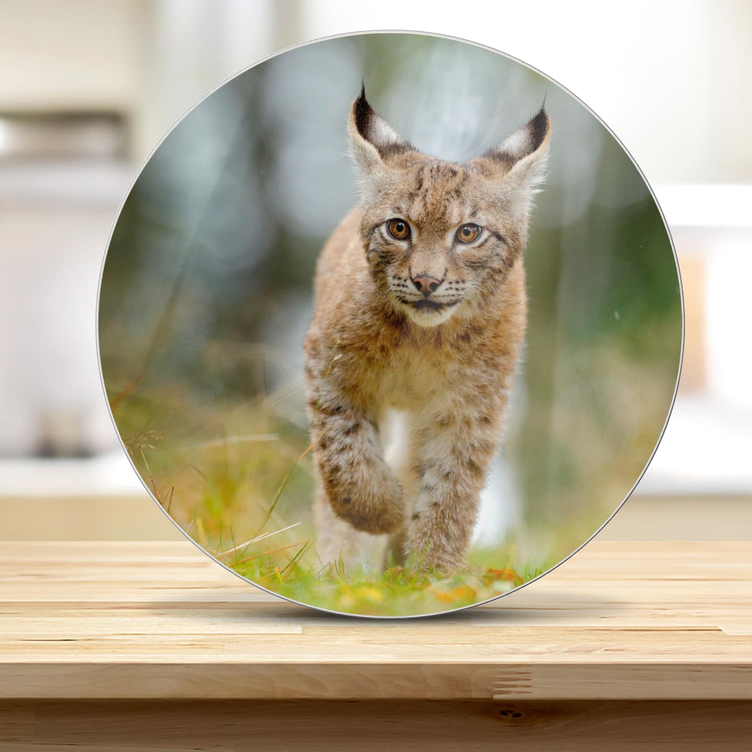 Schneidebrett Rund - Junger Luchs