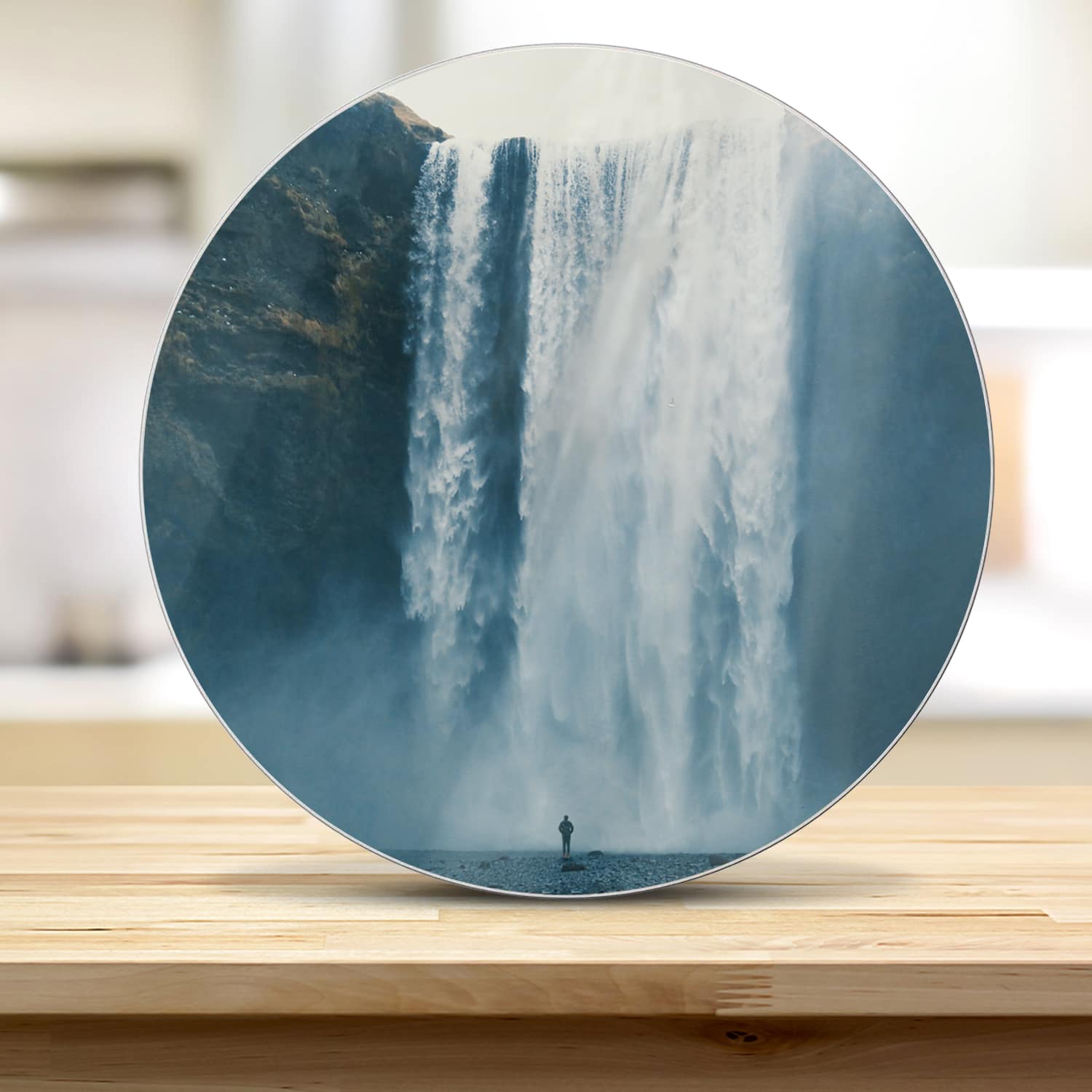 Schneidebrett Rund - Wasserfall bei Skógafoss
