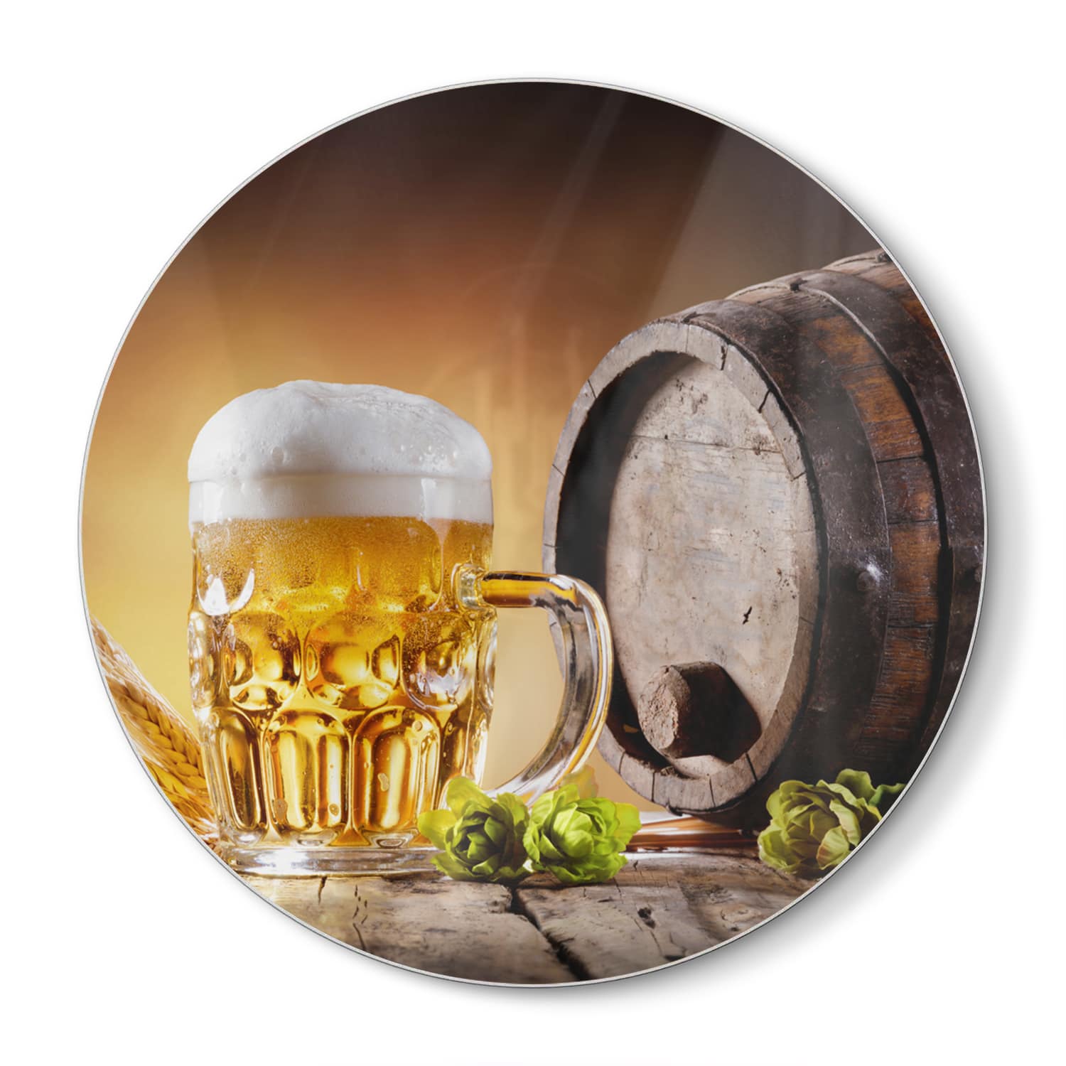 Schneidebrett Rund - Bier im Fass