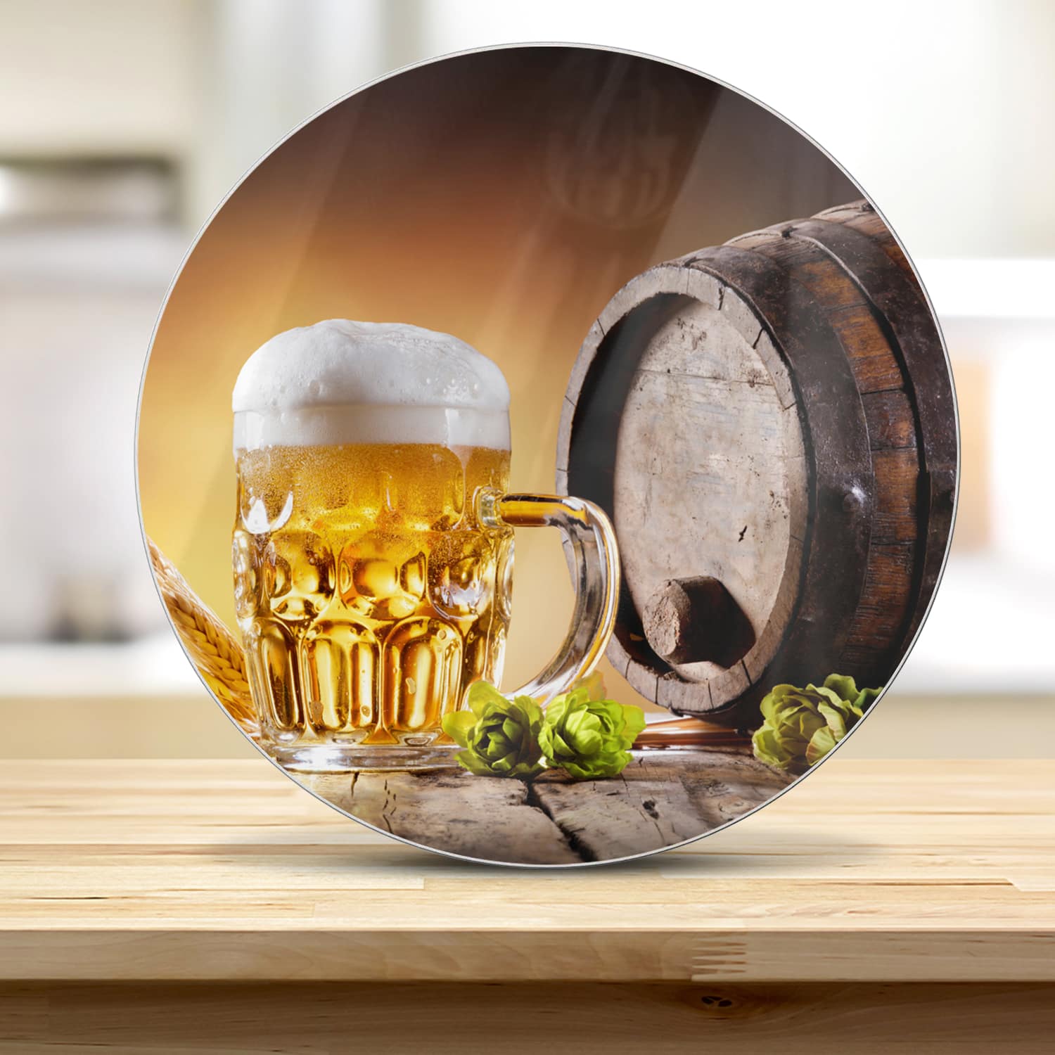 Schneidebrett Rund - Bier im Fass
