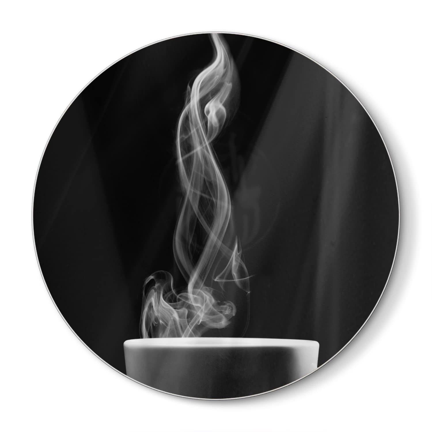 Schneidebrett Rund - Kaffee mit Dampf