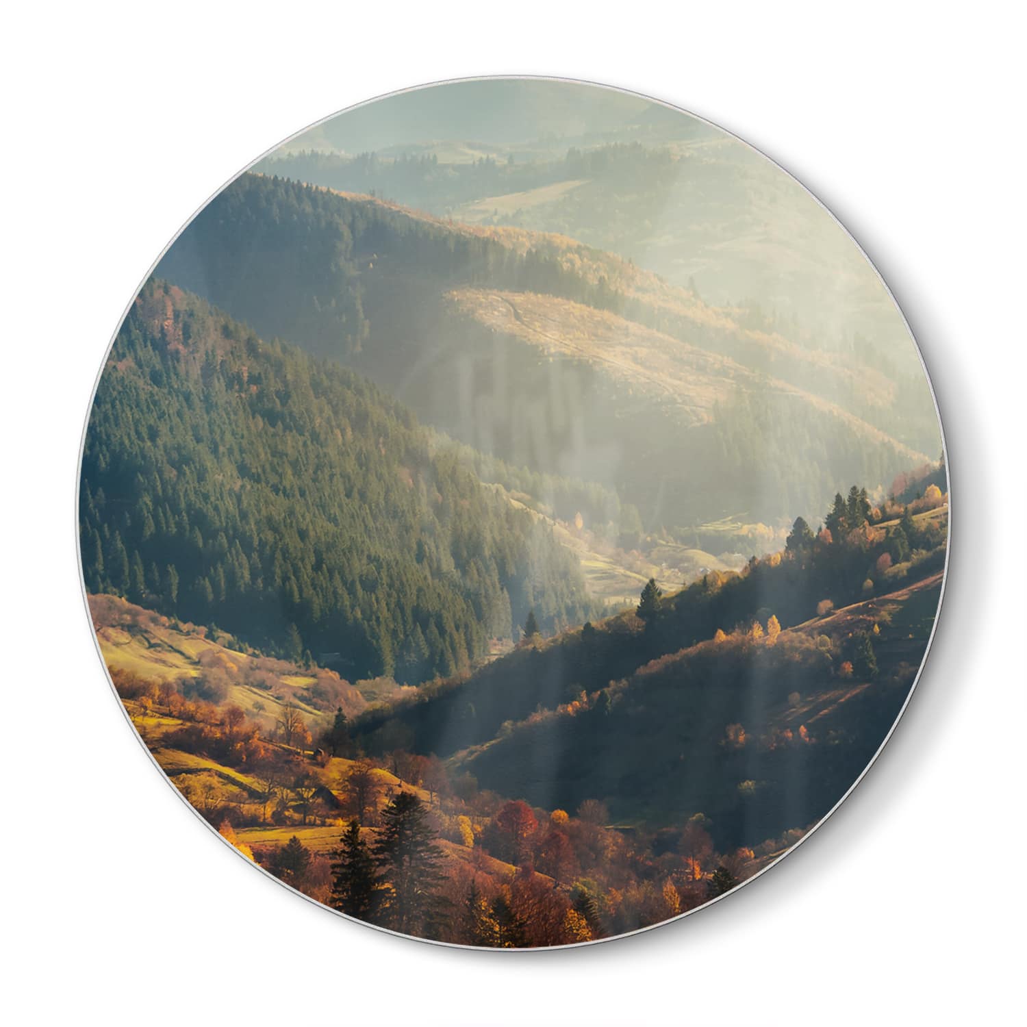 Schneidebrett Rund - Herbst in den Bergen