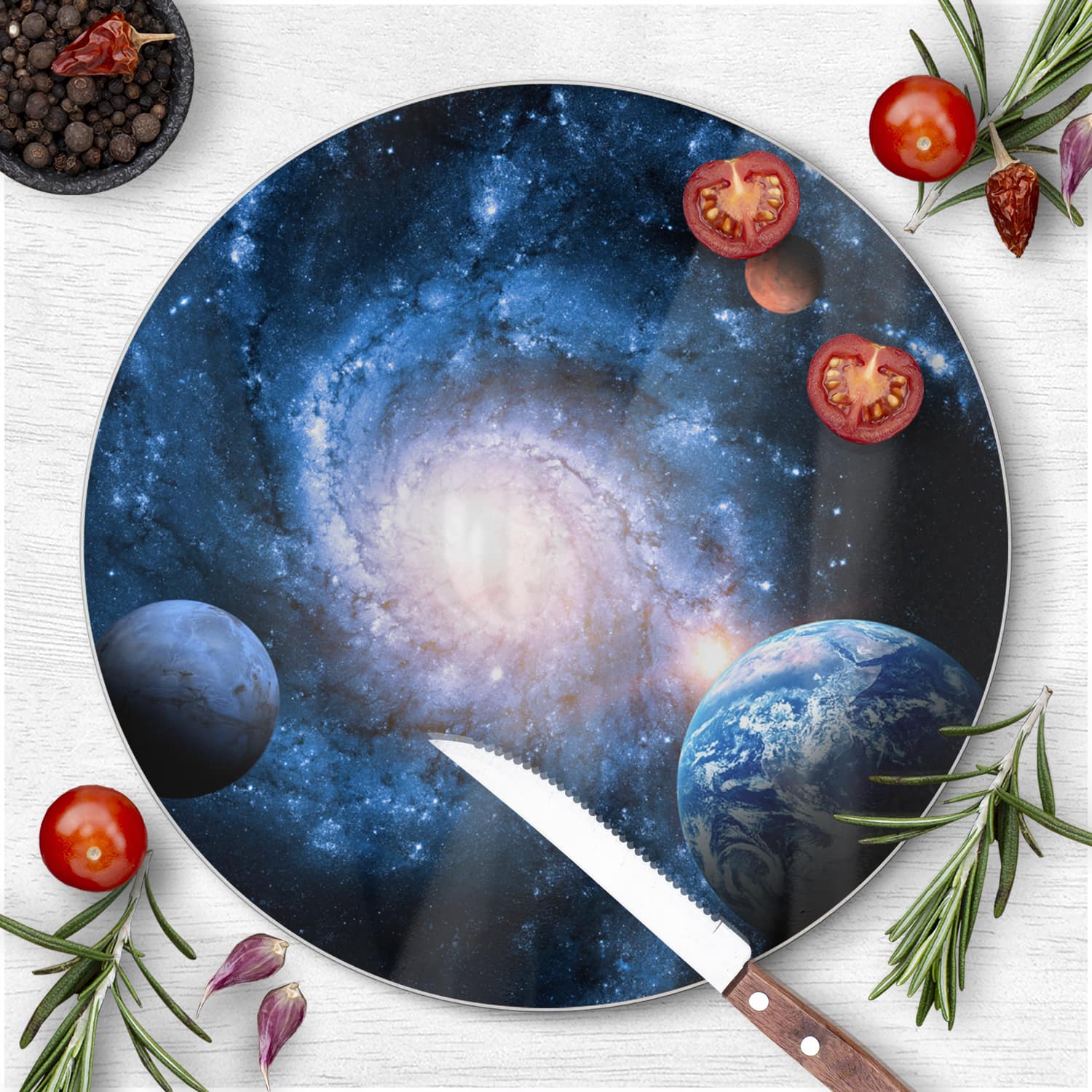 Schneidebrett Rund - Planeten des Sonnensystems
