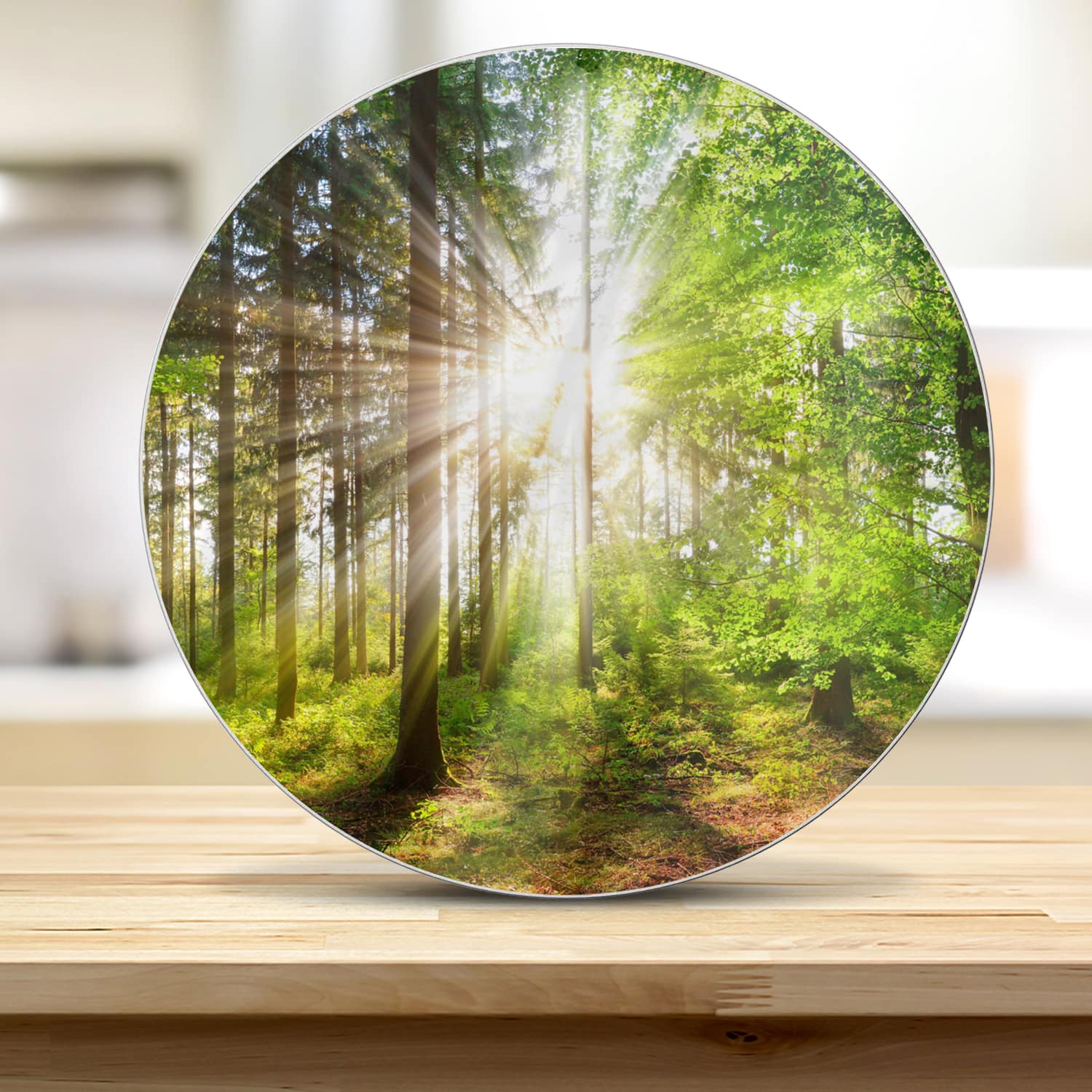 Schneidebrett Rund - Sonnenlicht im Wald