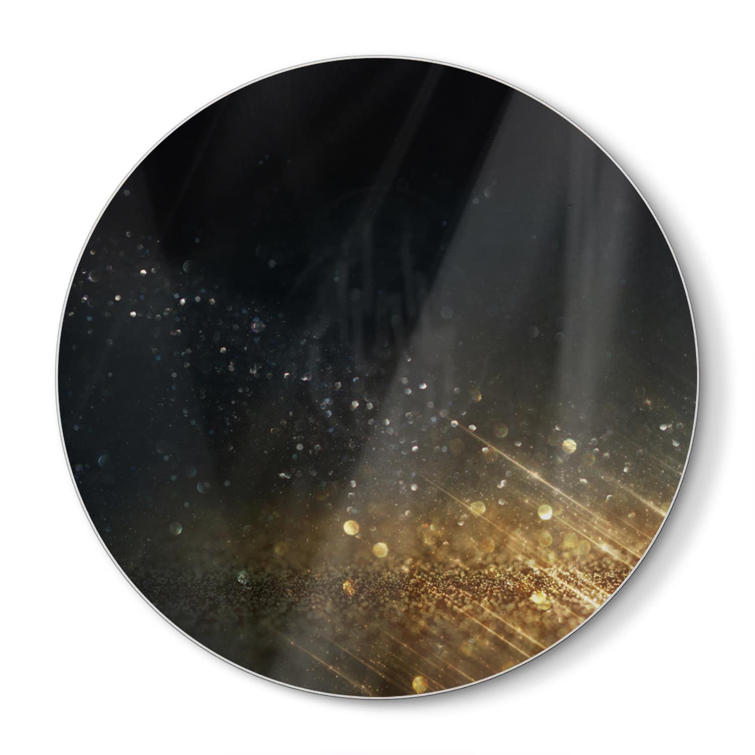 Schneidebrett Rund - Schwarz-goldener Glitzerhintergrund