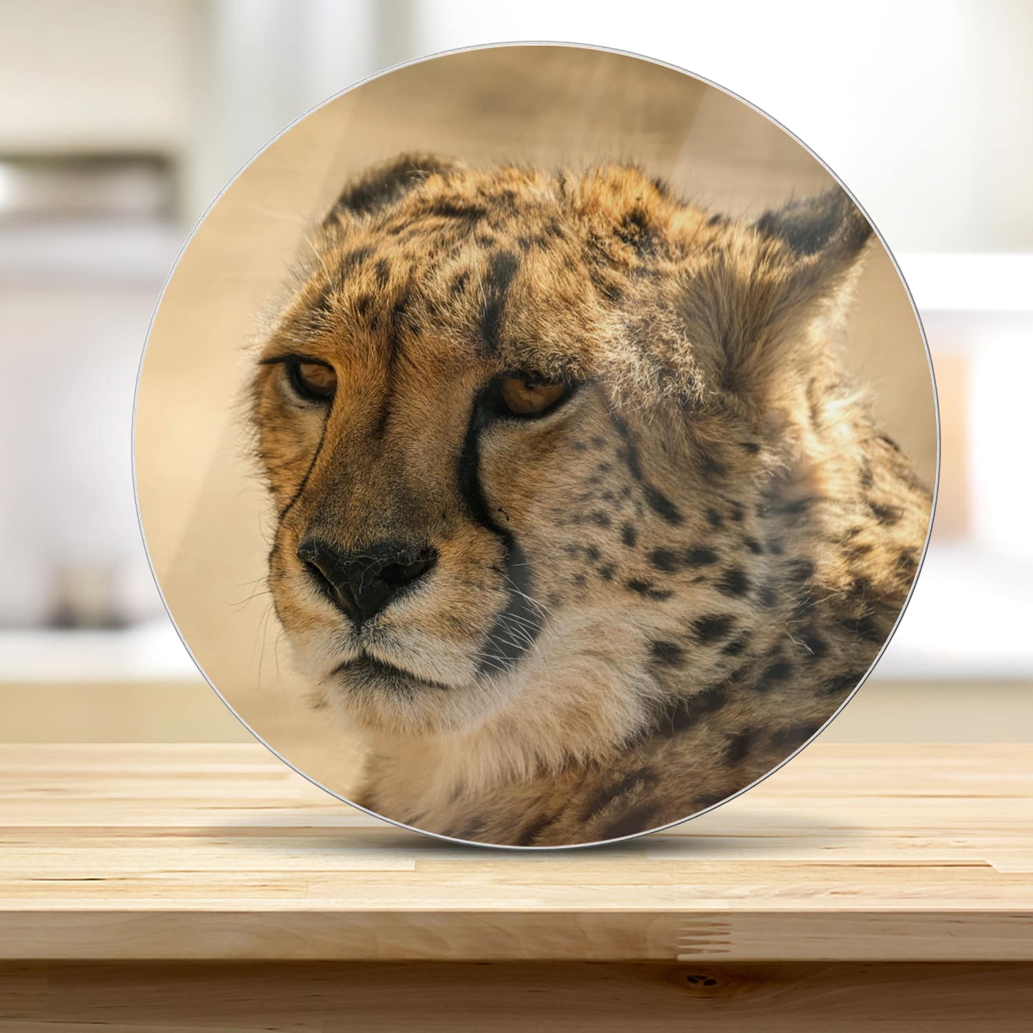Schneidebrett Rund - Gepard Nahaufnahme