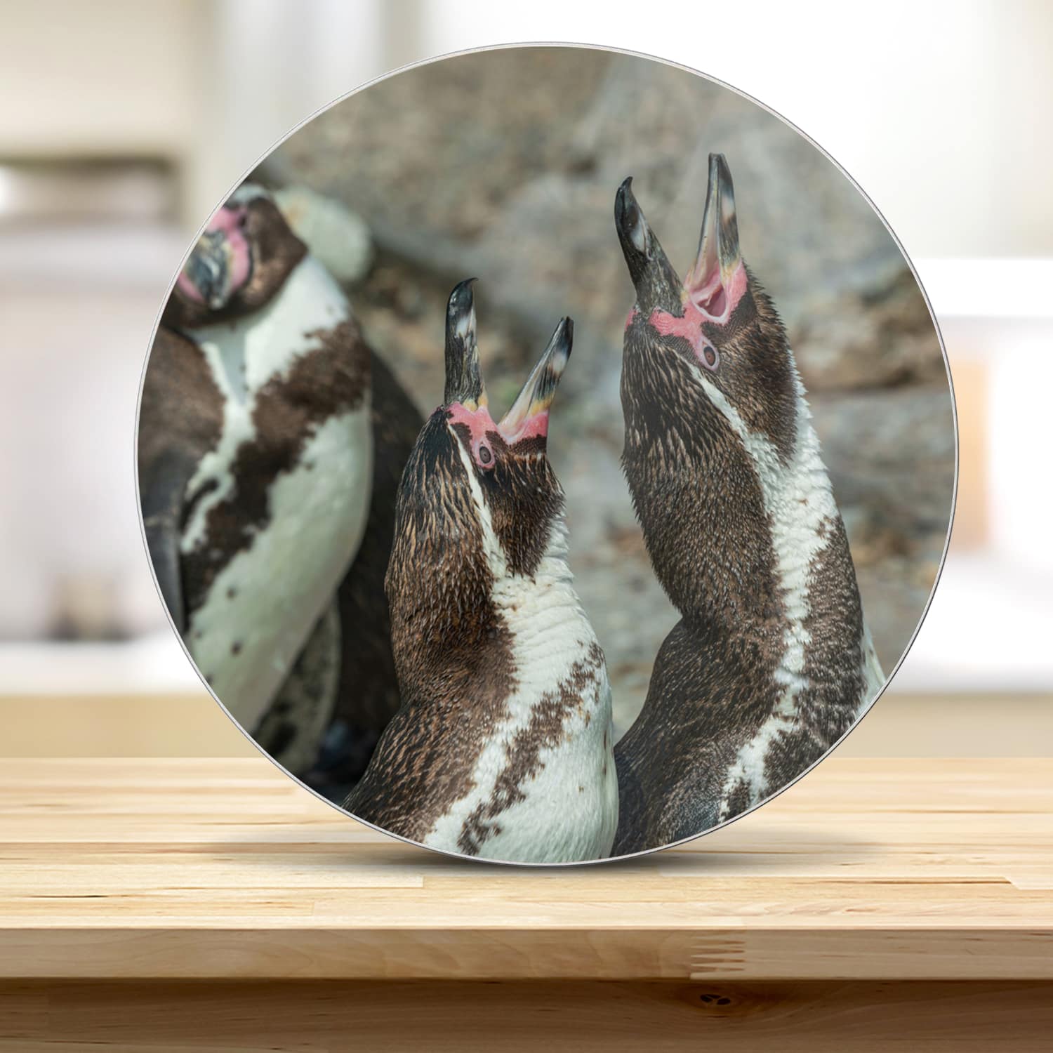Schneidebrett Rund - Fröhliche Pinguine