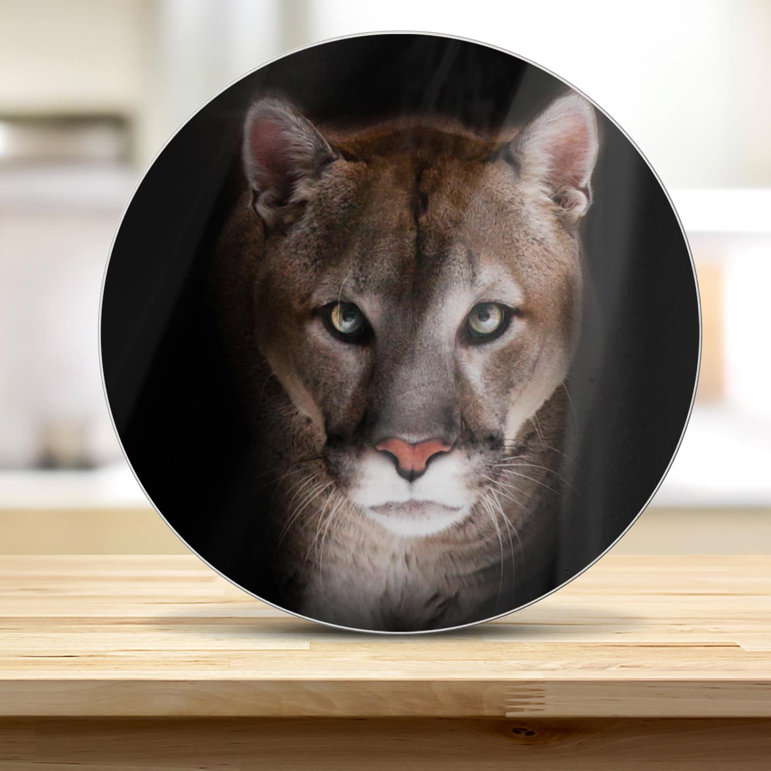 Schneidebrett Rund - Puma im Dunkeln