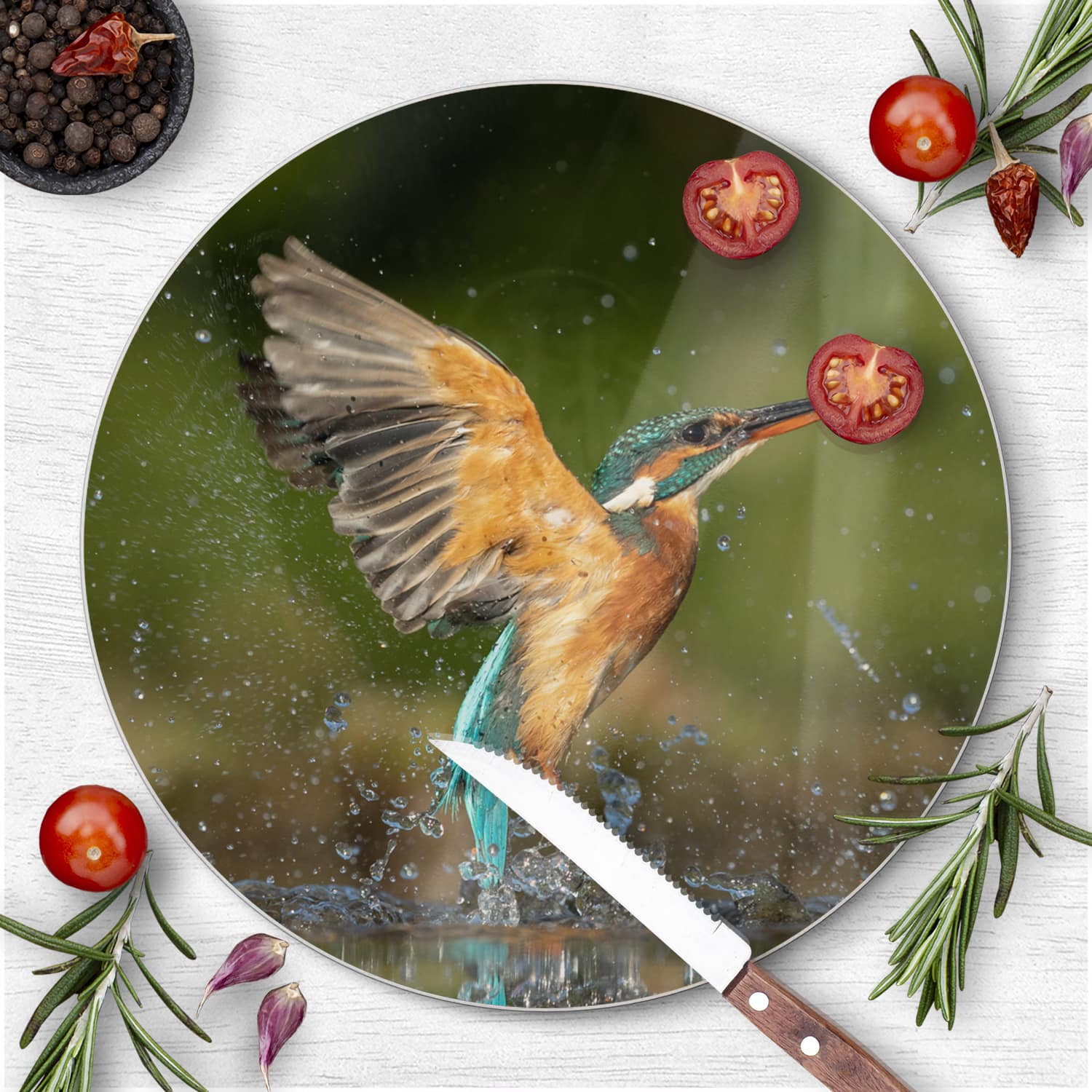 Schneidebrett Rund - Eisvogel