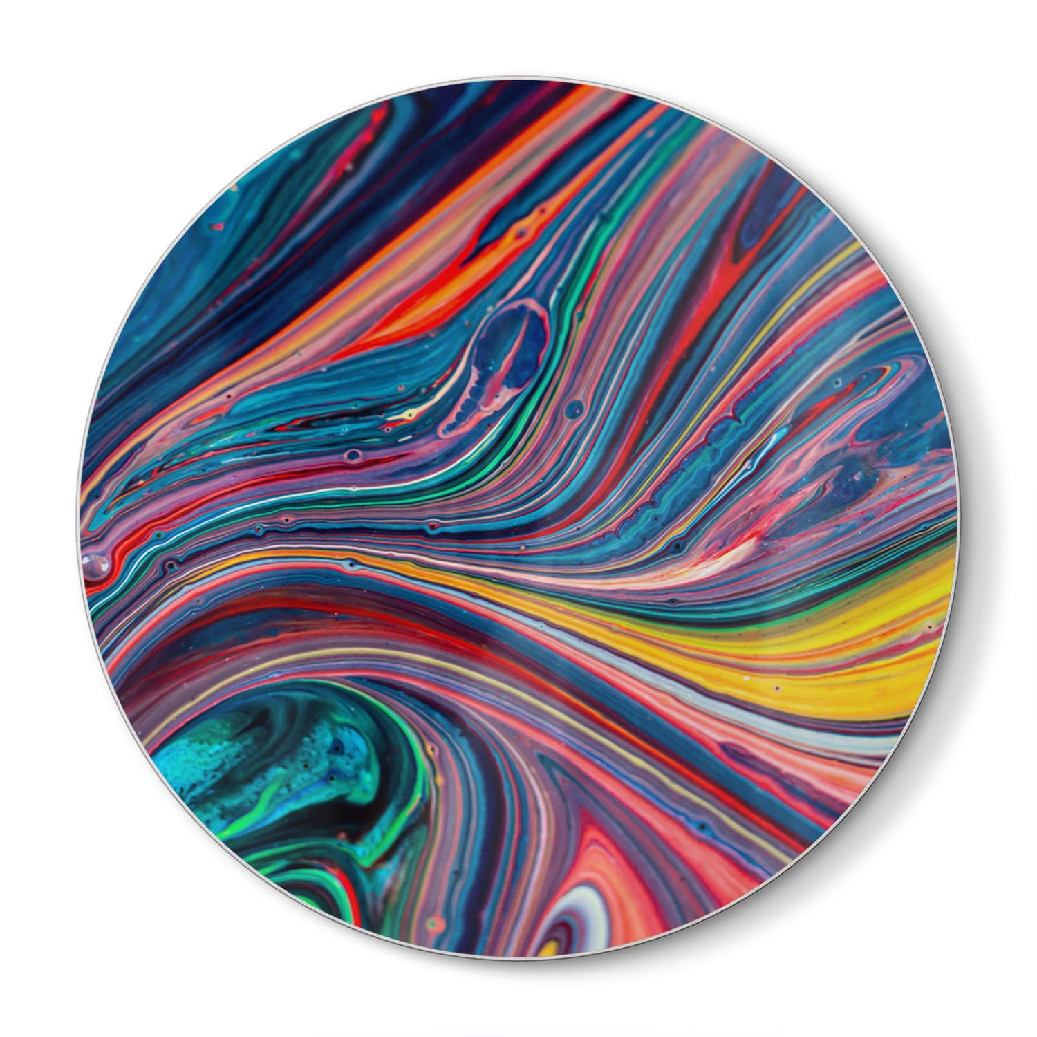 Schneidebrett Rund - Bunte Acrylfarbe
