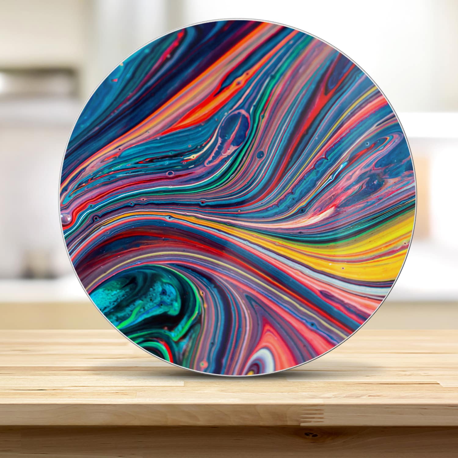 Schneidebrett Rund - Bunte Acrylfarbe