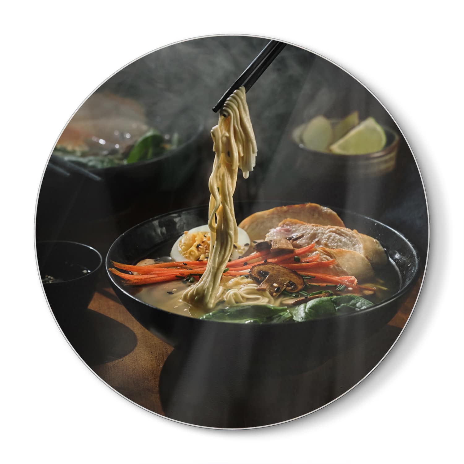 Schneidebrett Rund - Frische Ramen-Nudeln