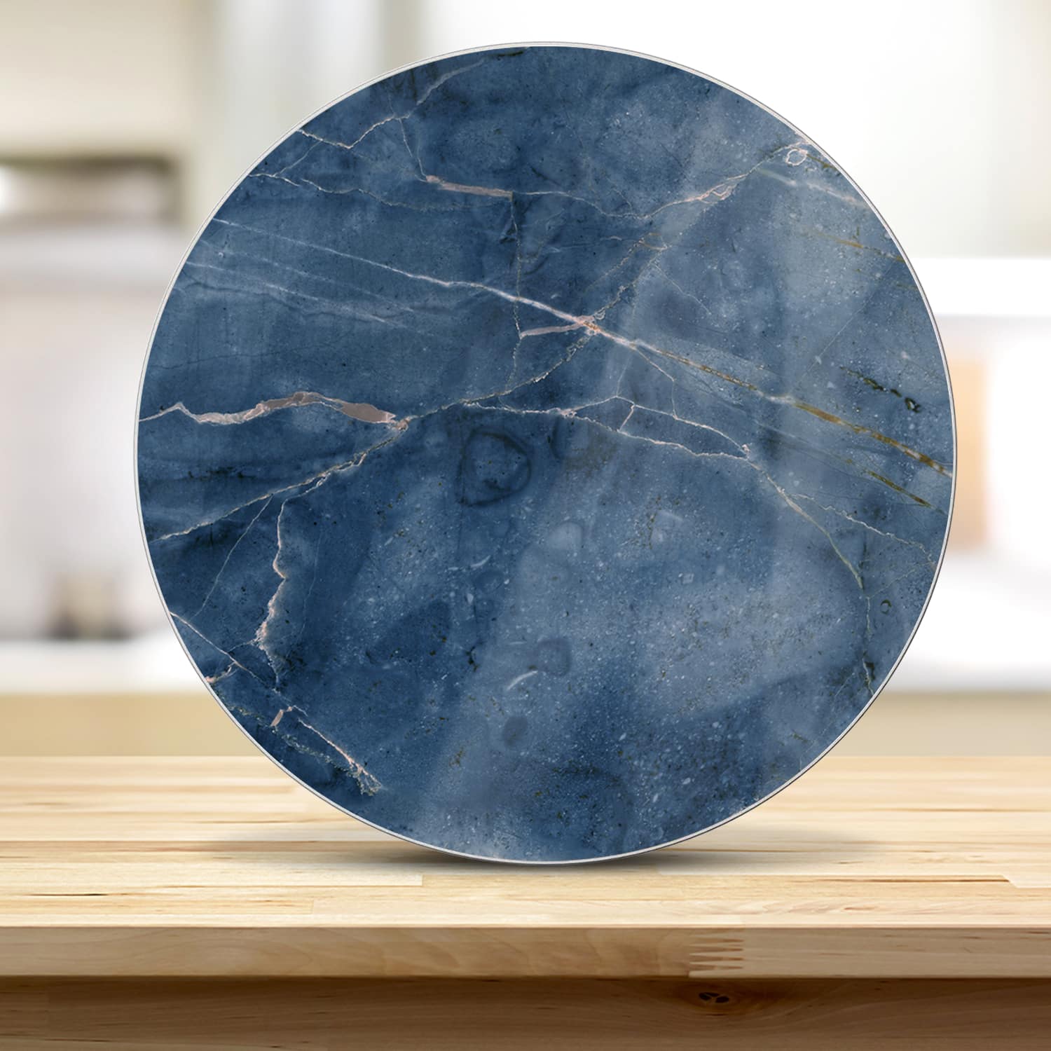 Schneidebrett Rund - Ozeanblauer Marmor
