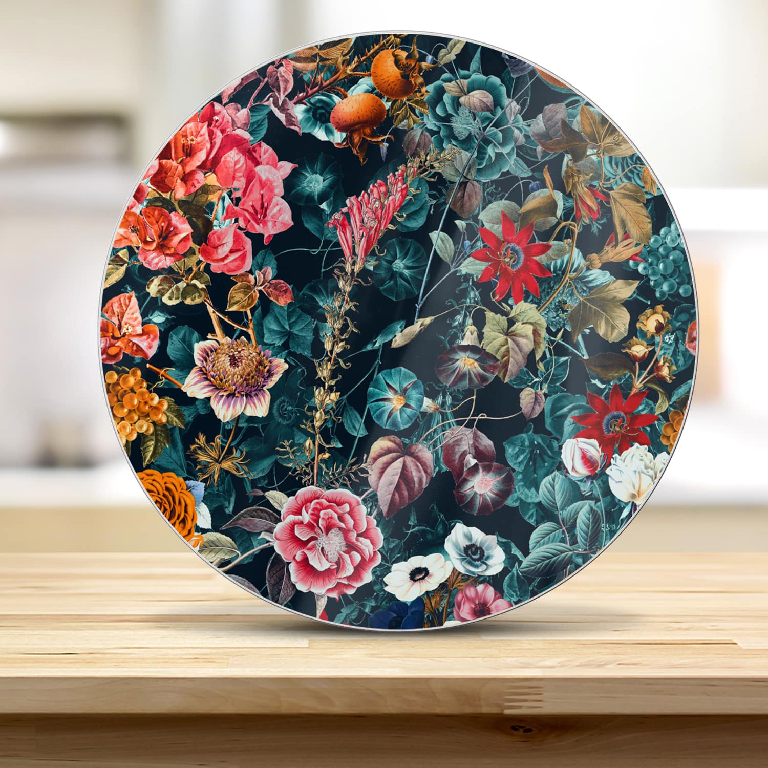 Schneidebrett Rund - Blumenmuster