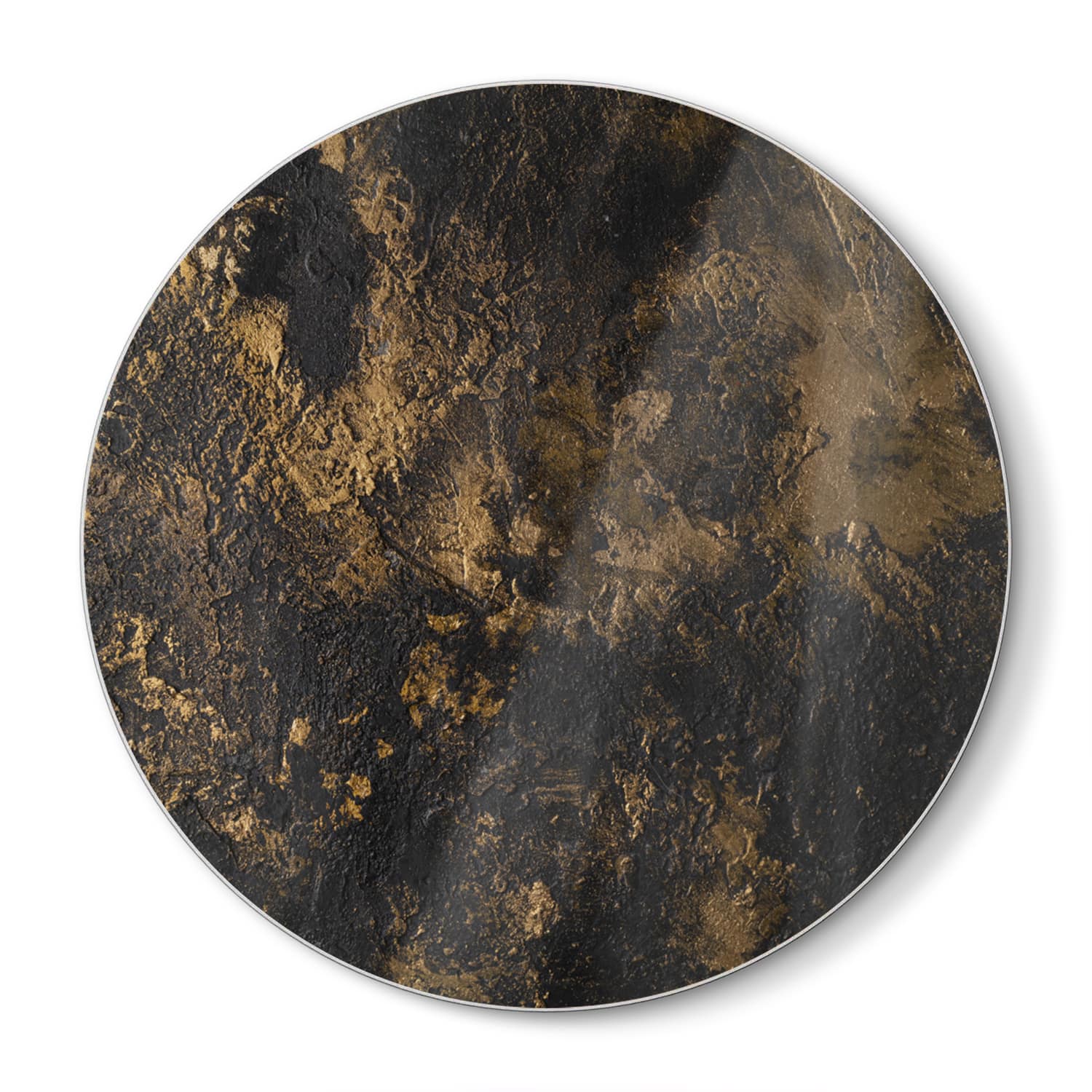 Schneidebrett Rund - Schwarz-Gold-Textur