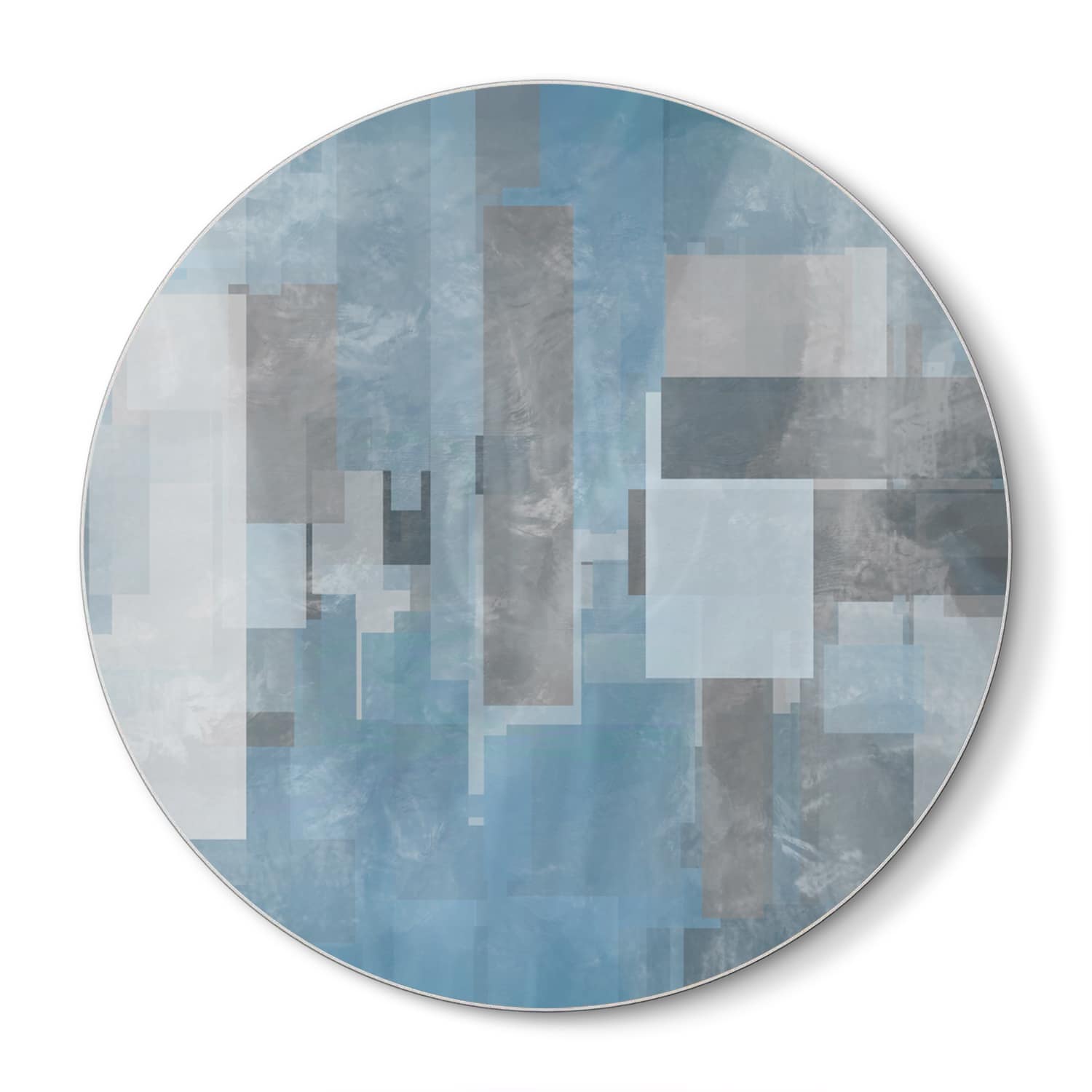 Schneidebrett Rund - Blaue geometrische Formen