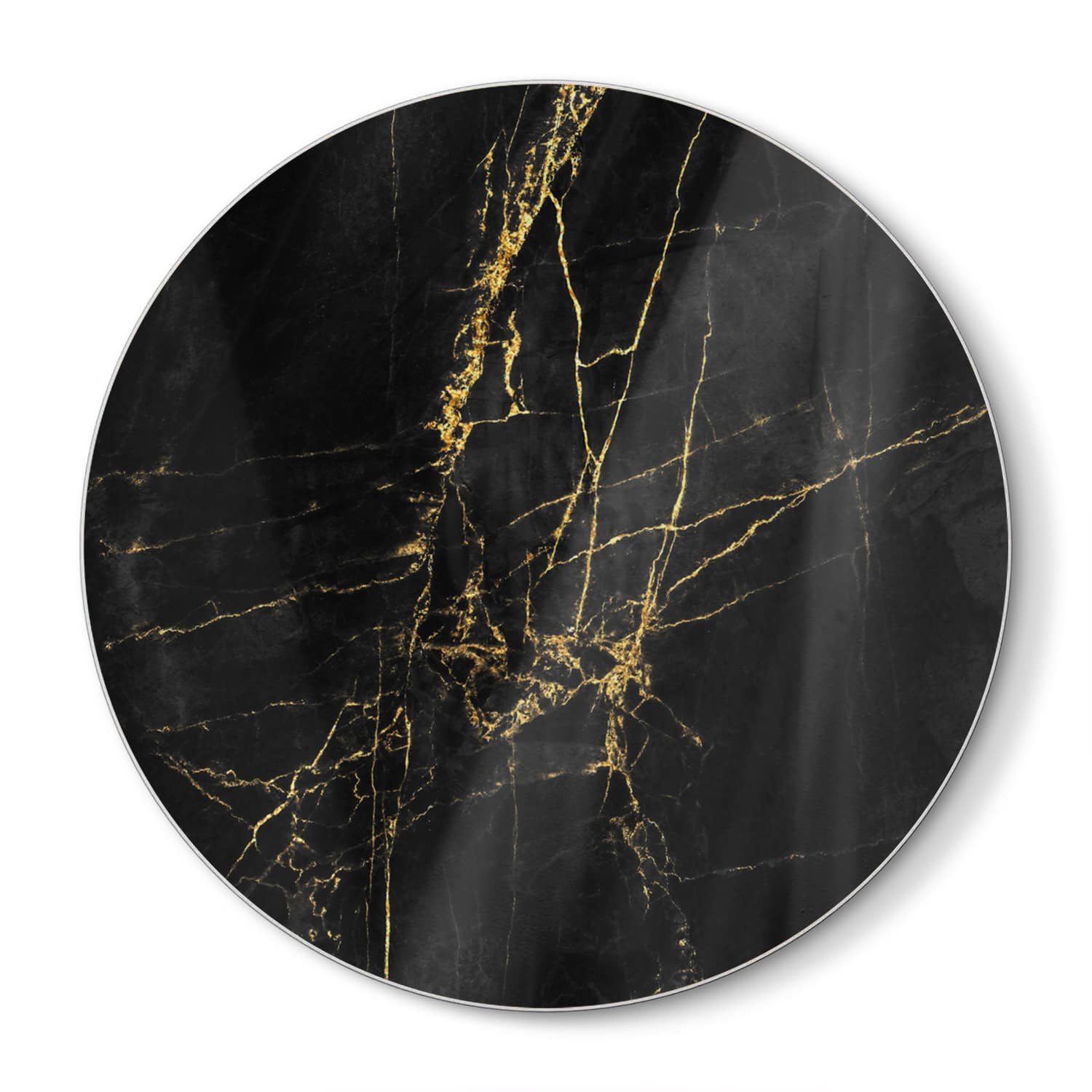 Schneidebrett Rund - Eleganter Schwarz-Gold-Marmor