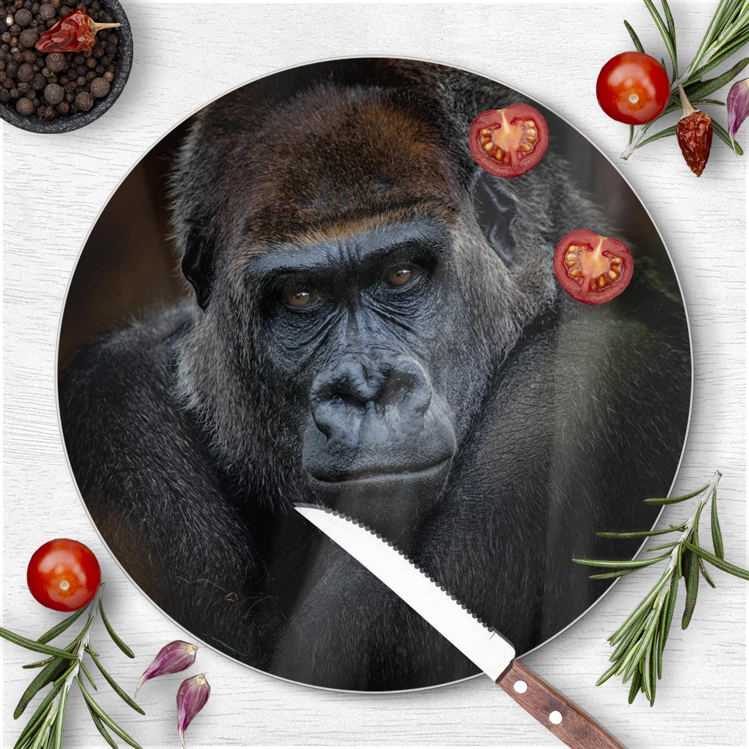 Schneidebrett Rund - Gorilla