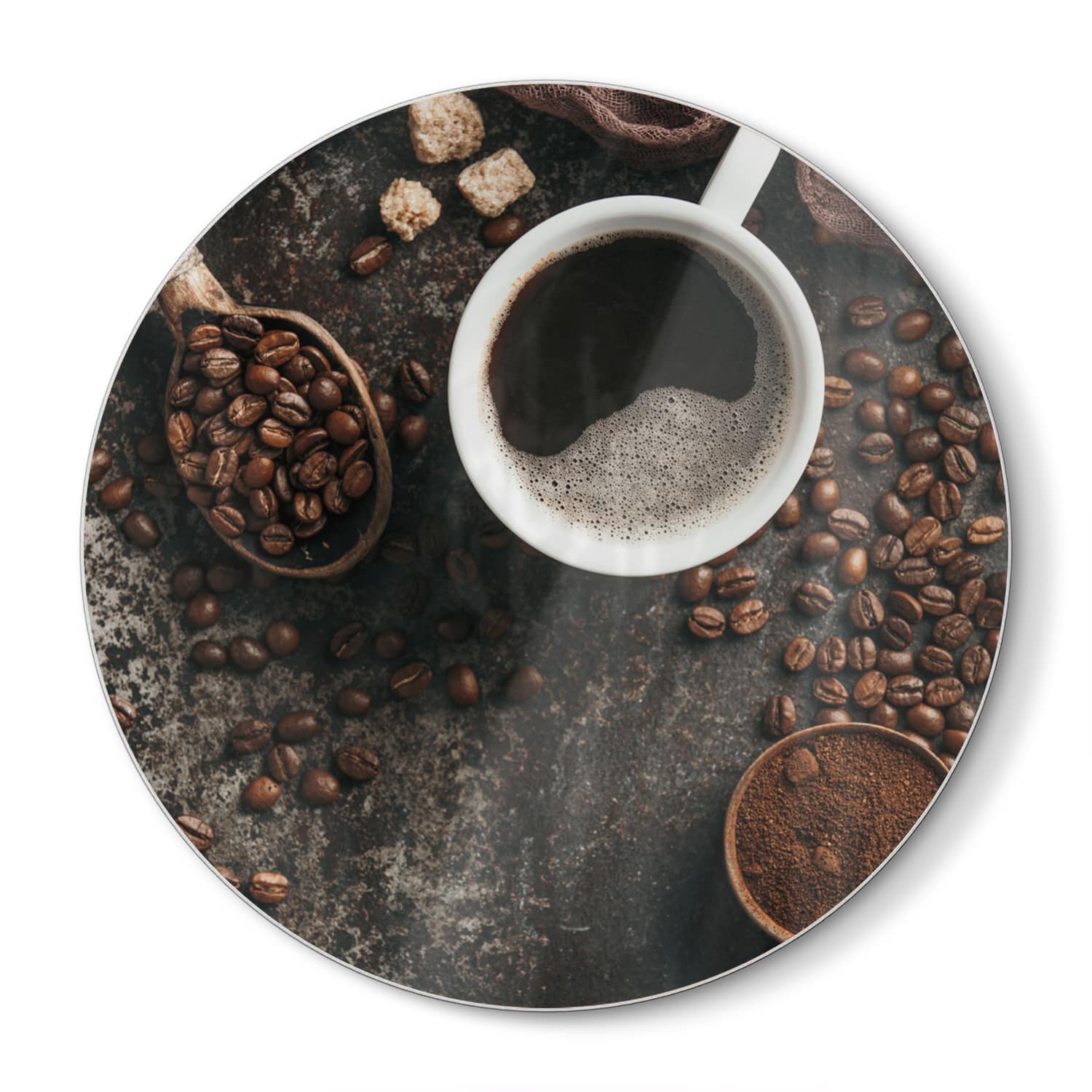 Schneidebrett Rund - Kaffee und Bohnen