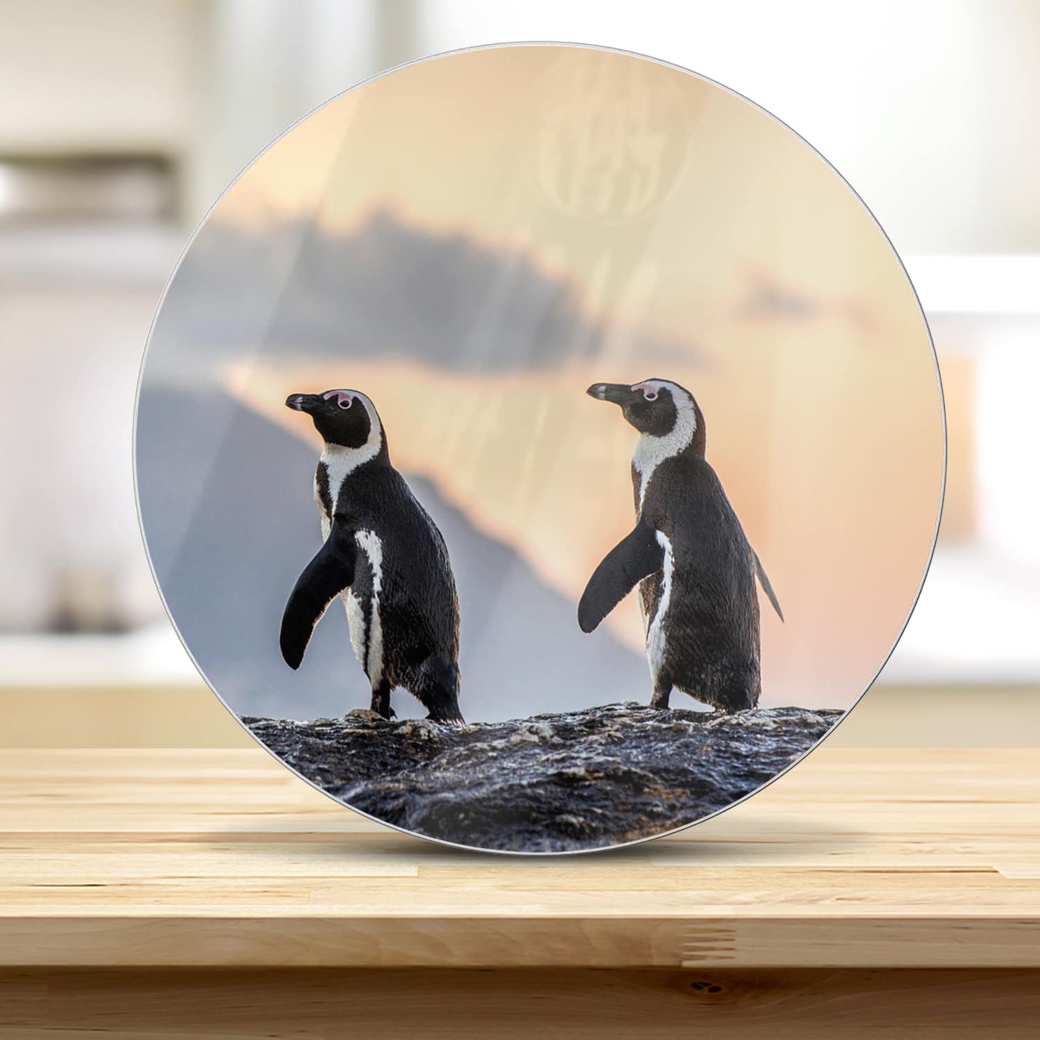 Schneidebrett Rund - Afrikanische Pinguine