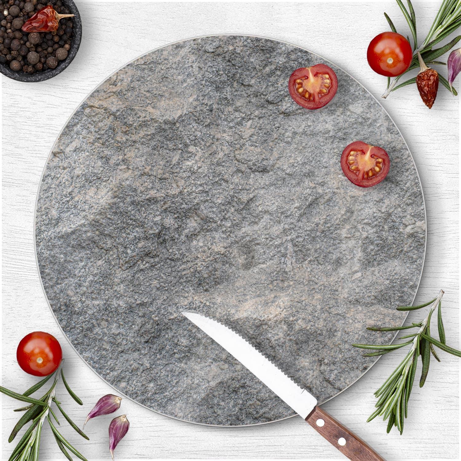 Schneidebrett Rund - Granit-Steintextur