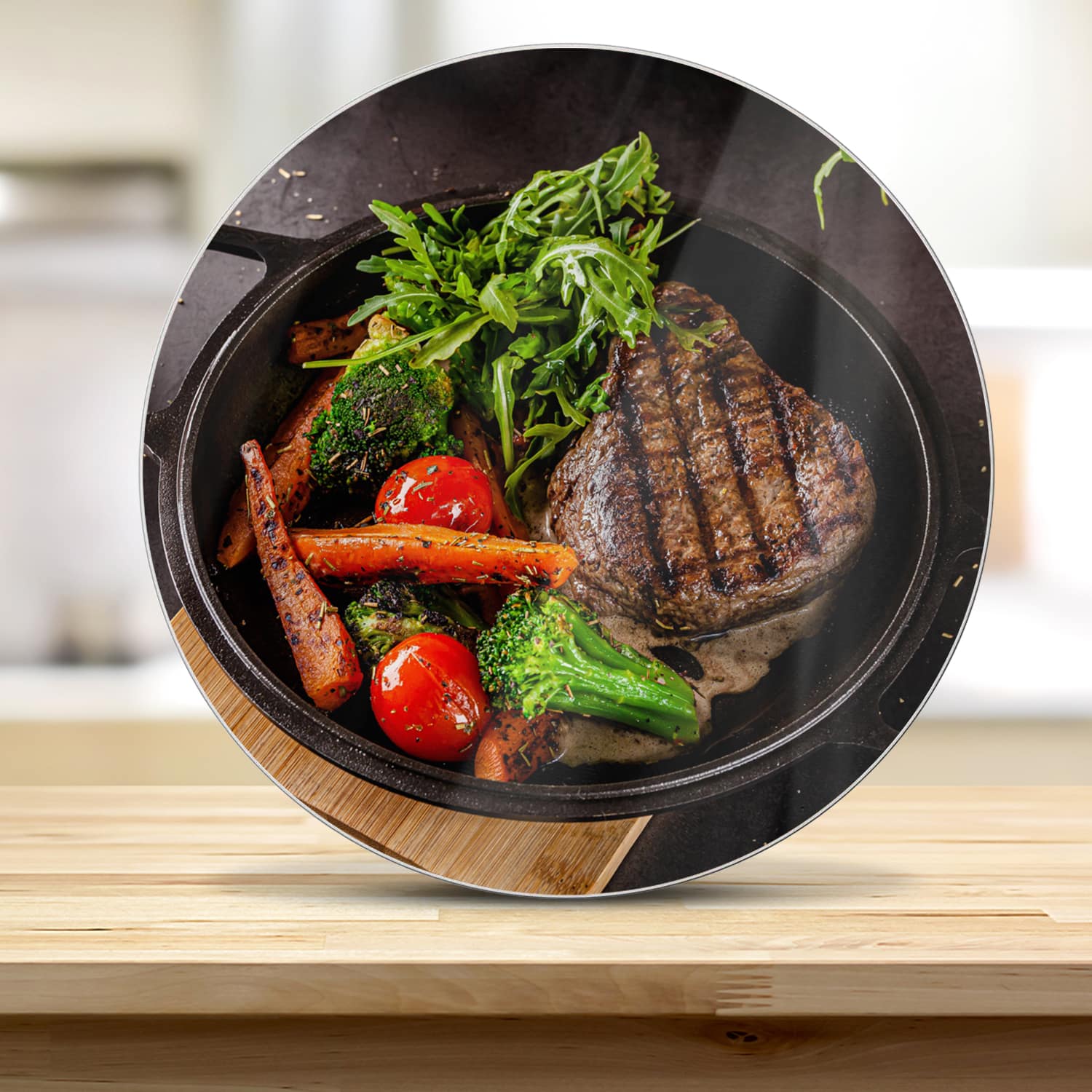 Schneidebrett Rund - Gegrilltes Steak