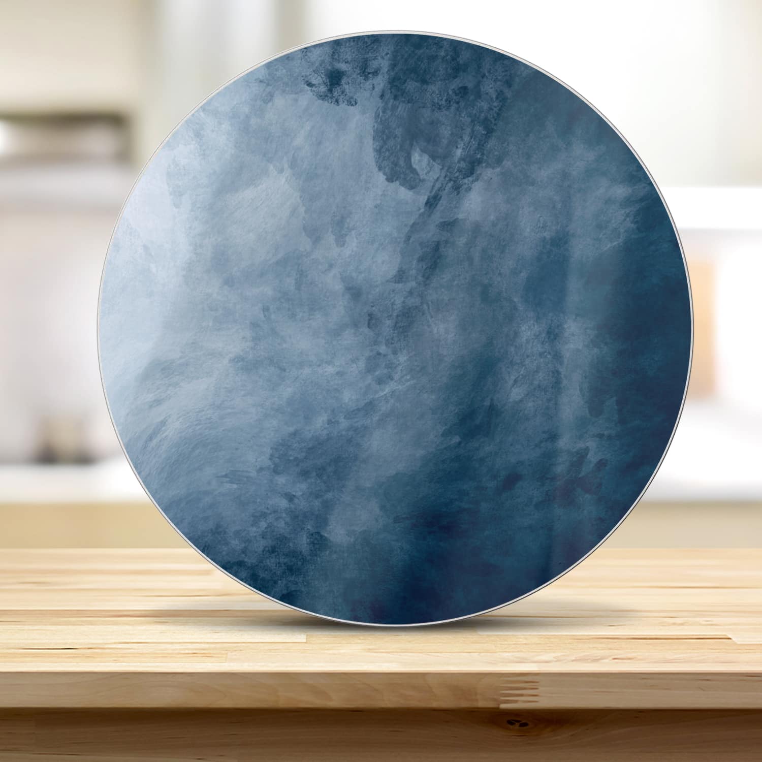Schneidebrett Rund - Blaue Aquarell-Textur