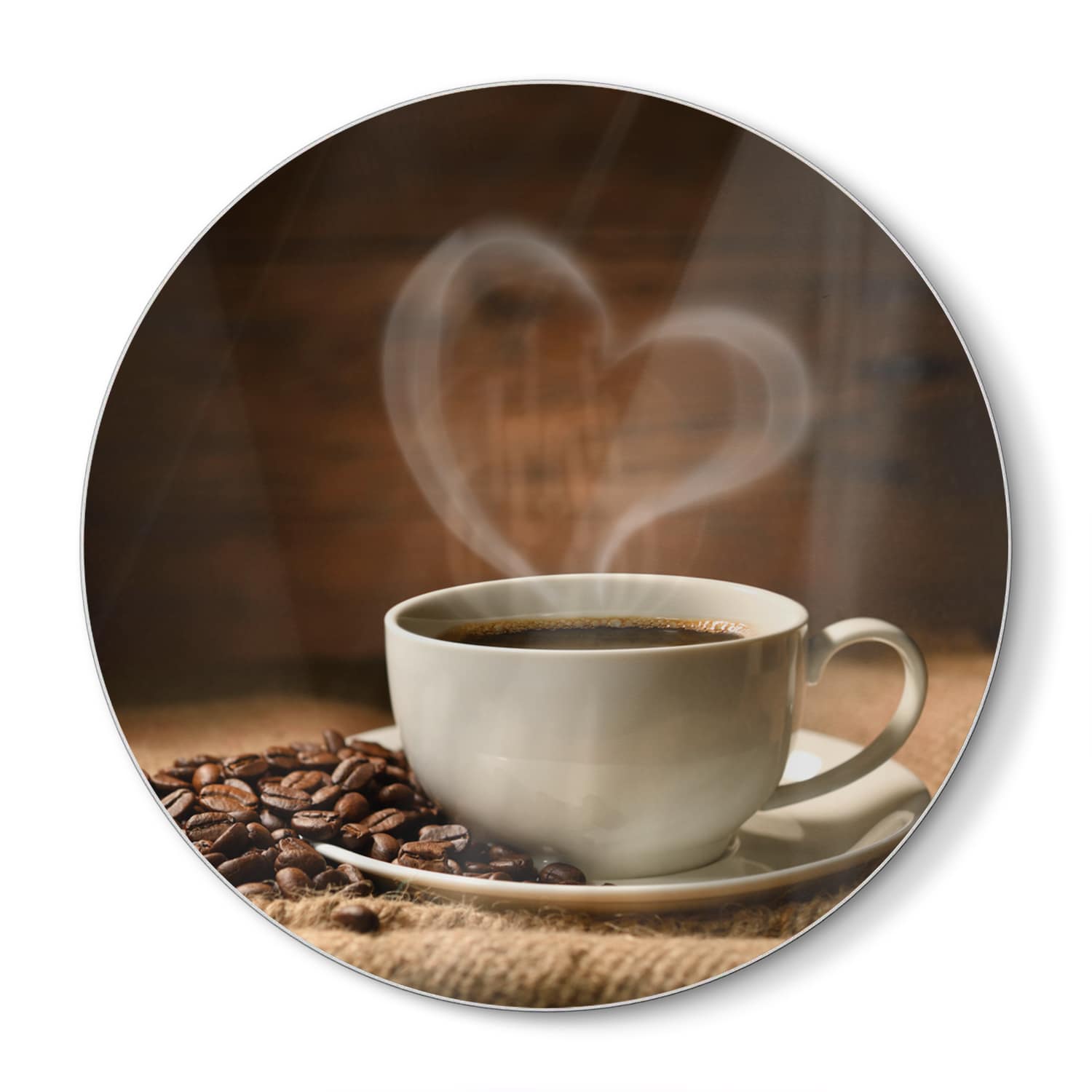 Schneidebrett Rund - Kaffee mit Herz