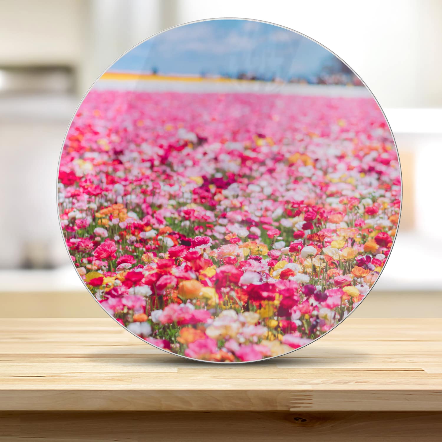 Schneidebrett Rund - Meer aus Blumen