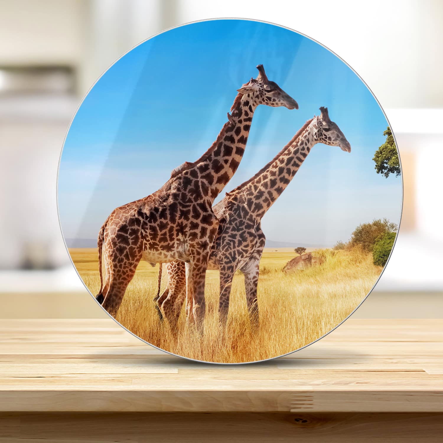 Schneidebrett Rund - Giraffen
