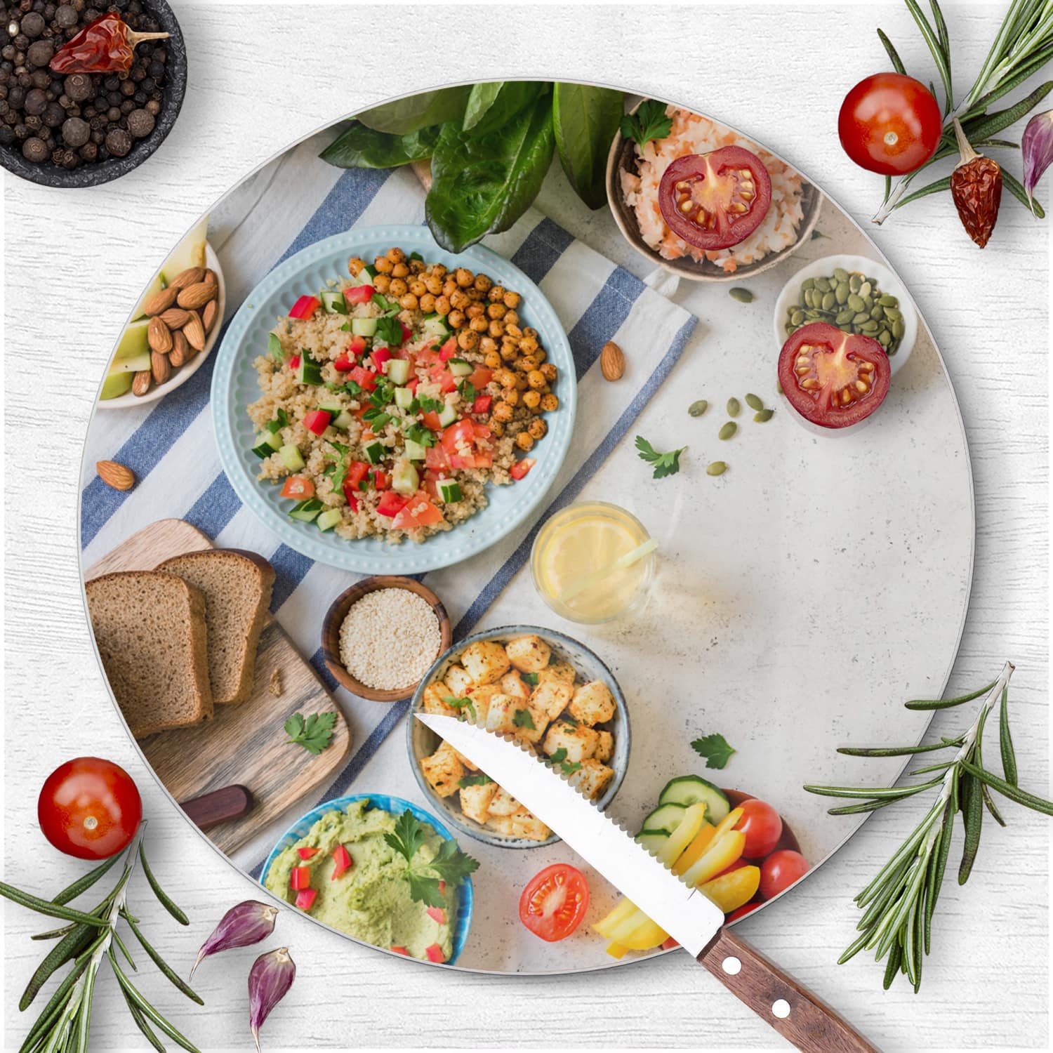 Schneidebrett Rund - Frische Aromen