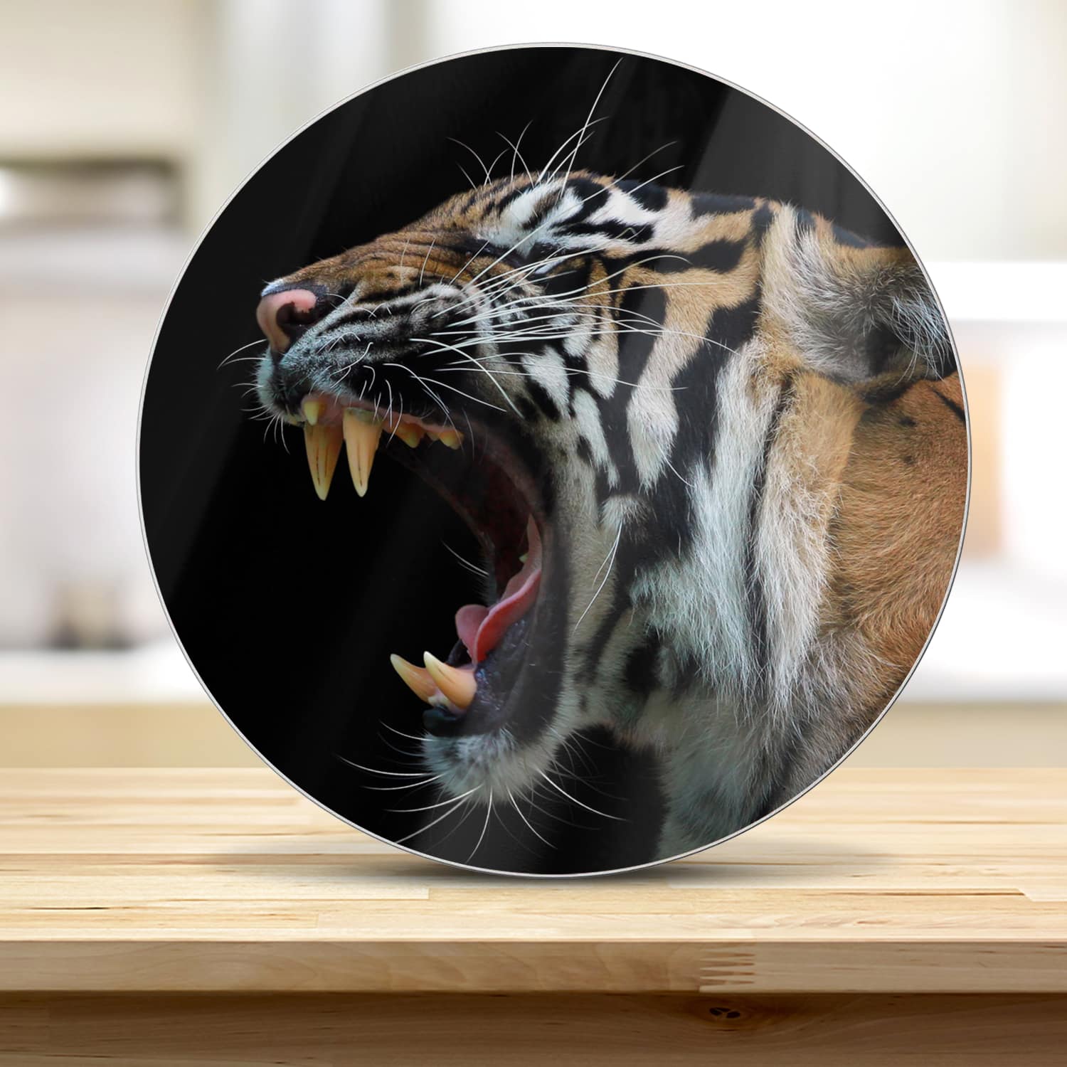 Schneidebrett Rund - Kopf des Sumatra-Tigers