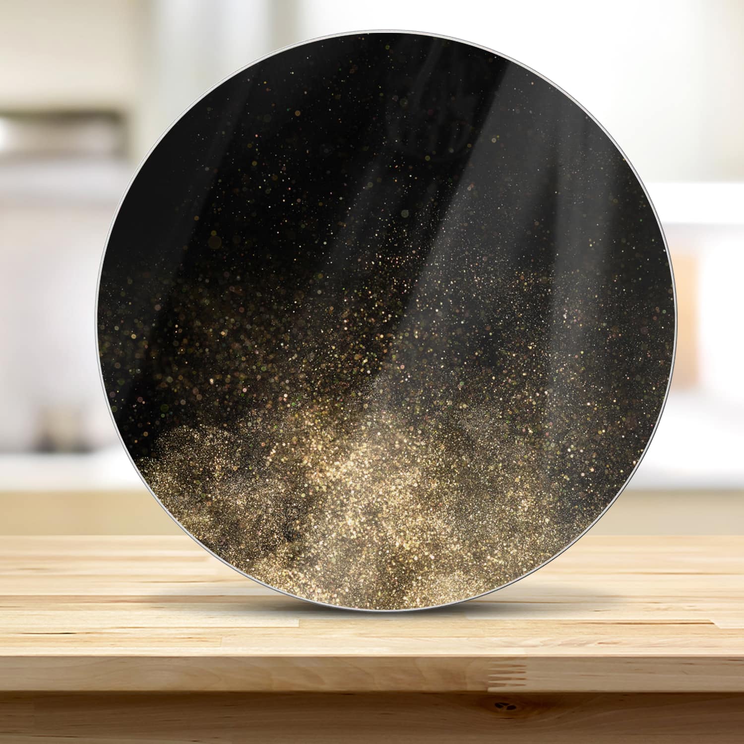 Schneidebrett Rund - Goldenes Glitzerpulver